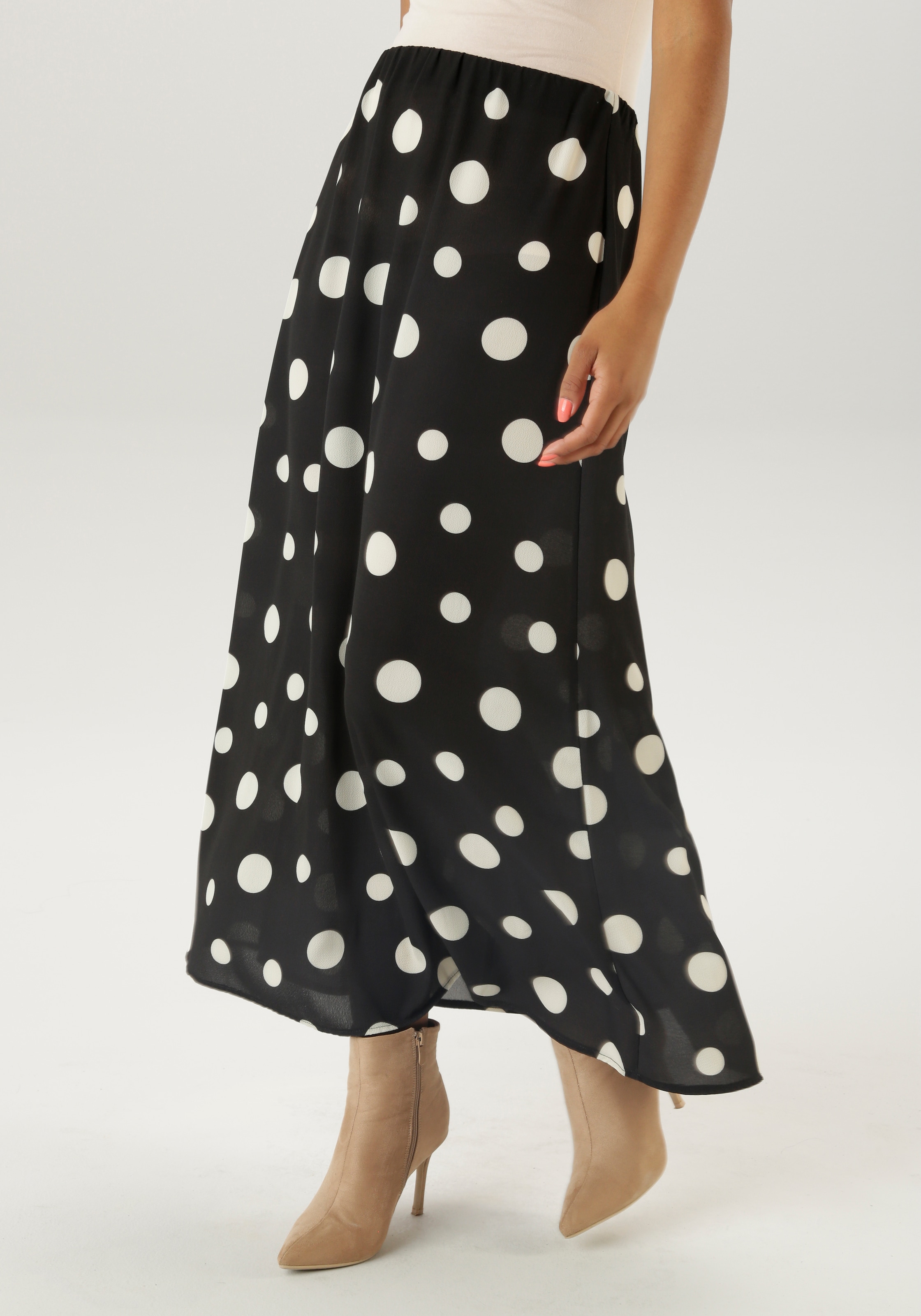 Aniston SELECTED Maxirock, mit grossen Punkteprint und elastischen Gummiband - NEUE KOLLEKTION