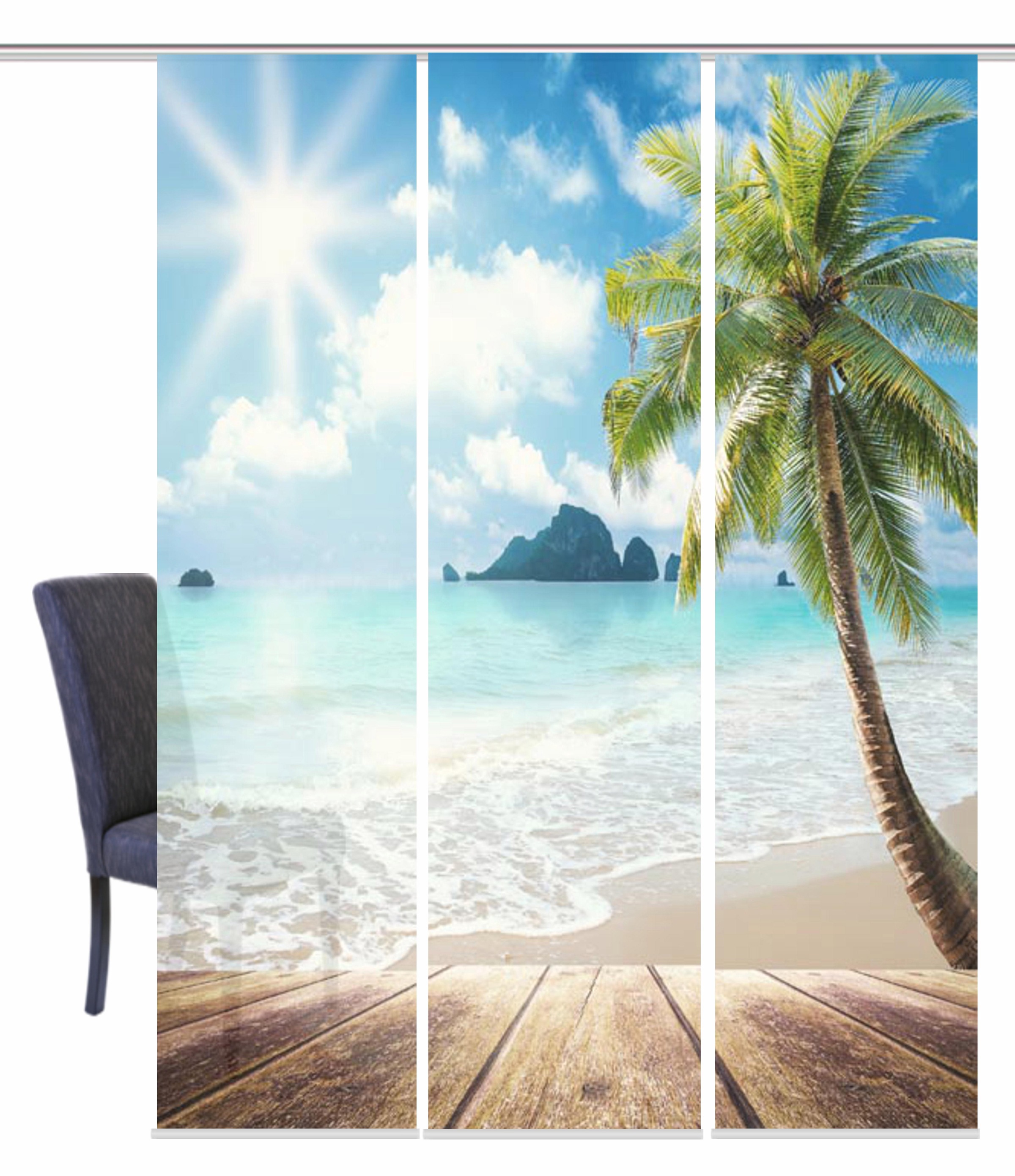 Image of HOME WOHNIDEEN Schiebegardine »MEER«, (3 St.), HxB: 245x60, inkl. Befestigungszubehör bei Ackermann Versand Schweiz