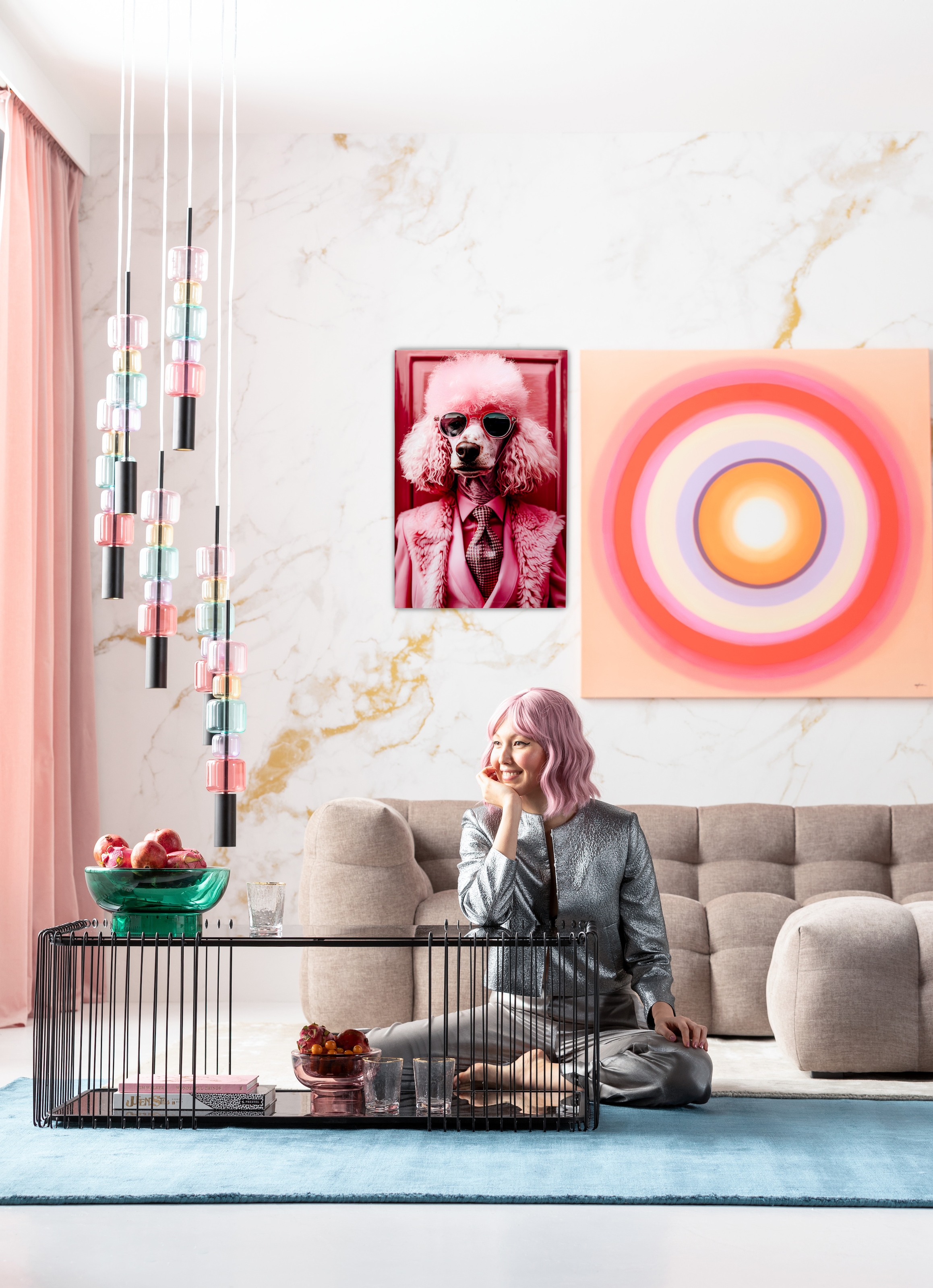 Kare Design Glasbild »Pink Poodle 50x40cm« 1, 