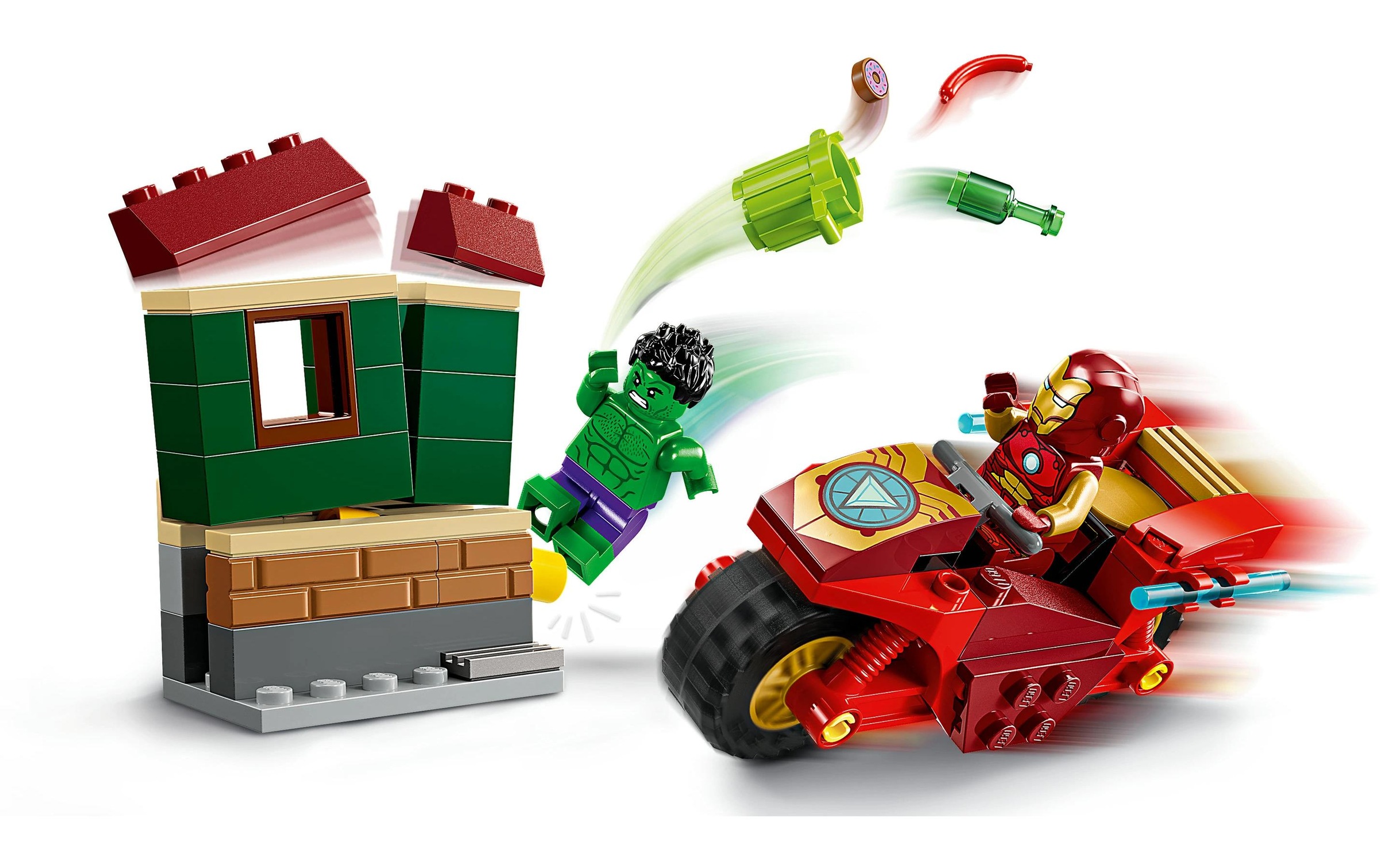 LEGO® Konstruktionsspielsteine »Marvel Iron Man mit Bike und der Hulk 76287«, (68 St.)