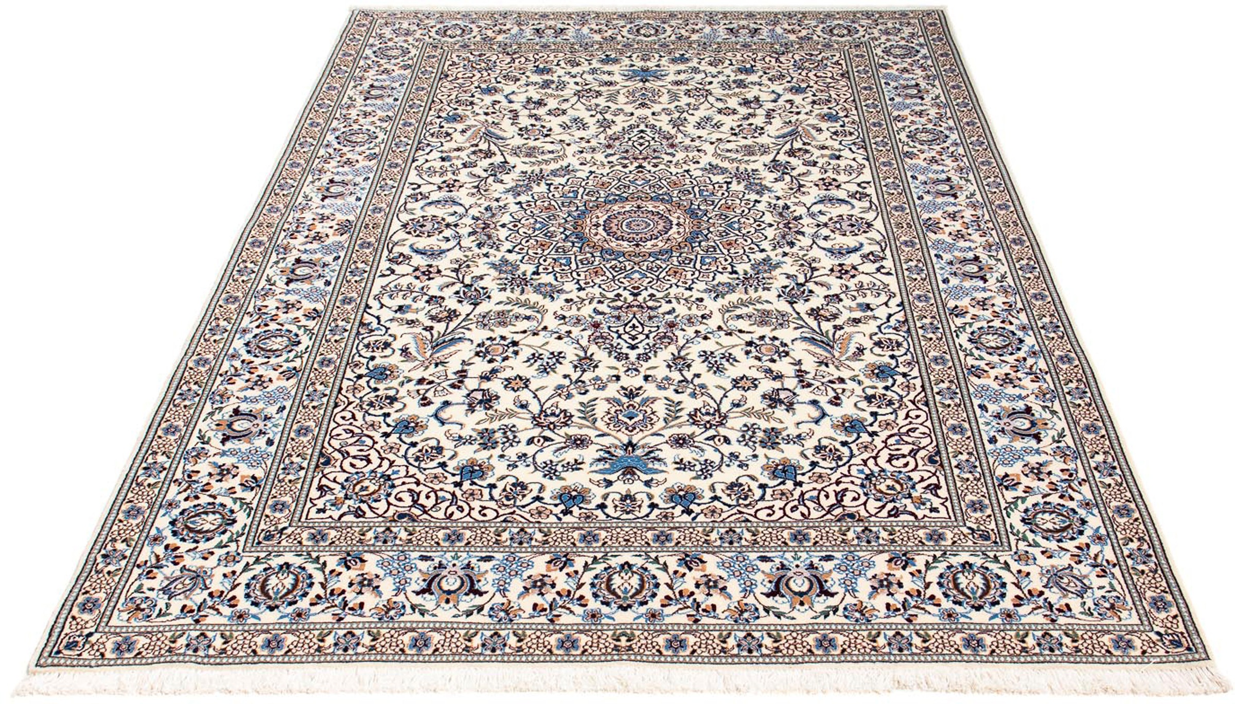 Image of morgenland Orientteppich »Perser - Nain - Premium - 196 x 130 cm - beige«, rechteckig, 6 mm Höhe, Wohnzimmer, Handgeknüpft, Einzelstück mit Zertifikat bei Ackermann Versand Schweiz