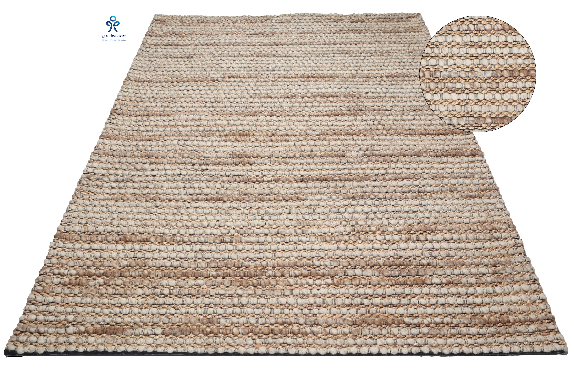 my home Wollteppich »Leevy, Wolle und Jute- handgewebt«, rechteckig, 25 mm Höhe, handgewebt, Handweb Teppiche, Wohnzimmer, Schlafzimmer, Esszimmer