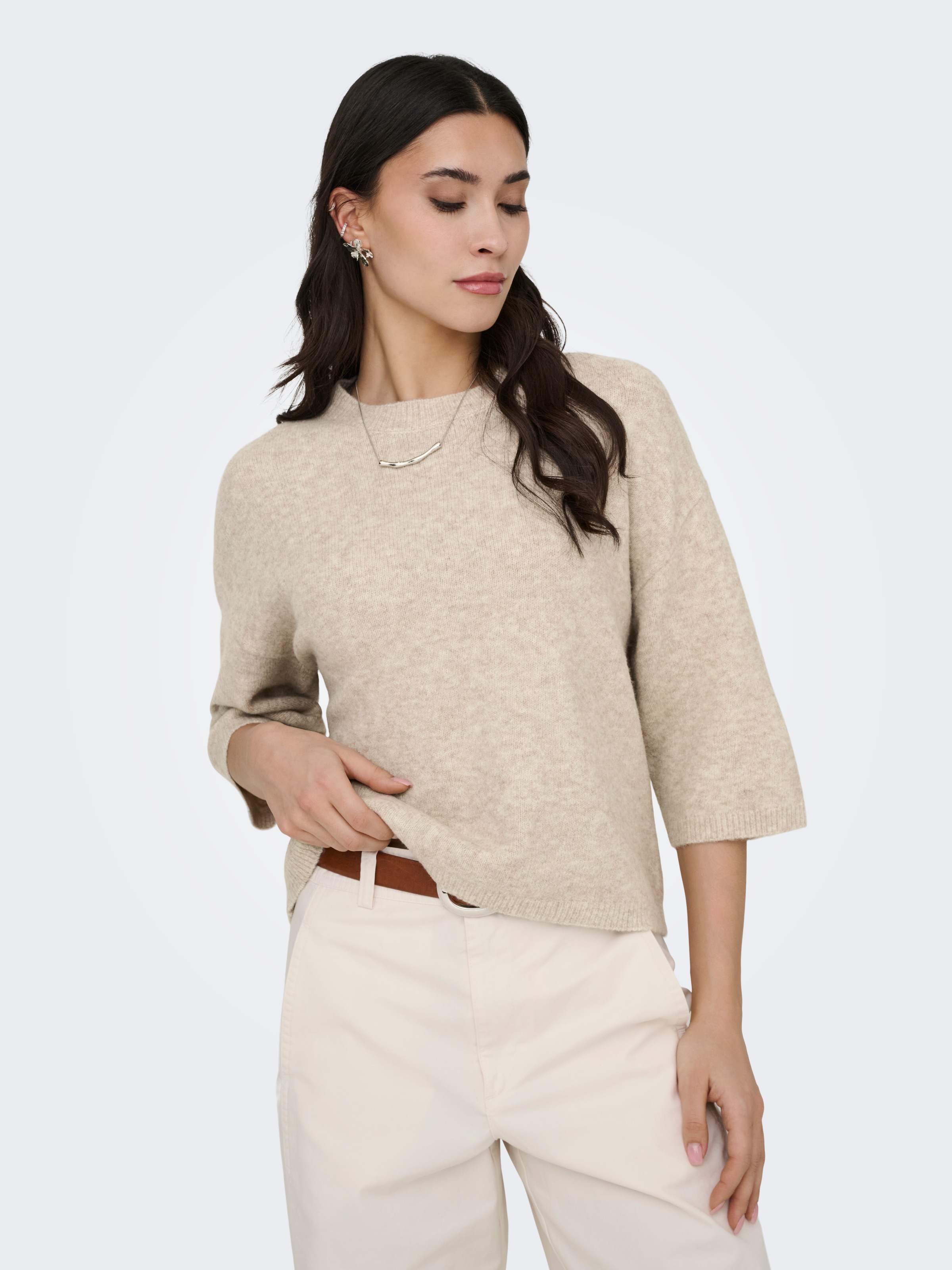 Image of JDY Strickpullover "JDYCHLOE LIFE 3/4 ON PULLOVER KNT NOOS" Materialmix, knit fit