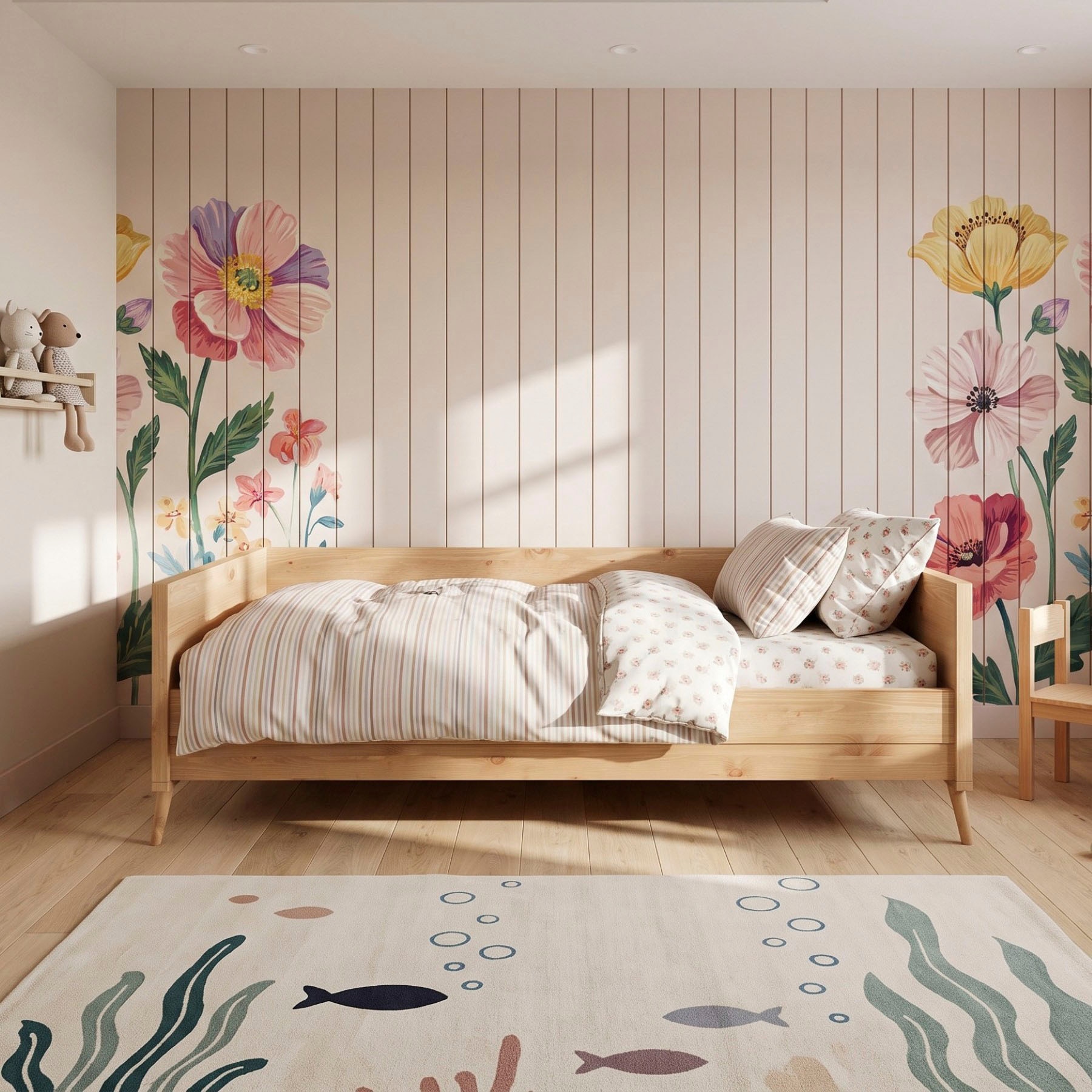 GOODproduct Jugendbett »Ellen« aus massivem Kiefernholz, in 2 verschiedenen Farben, mit Holzfüssen
