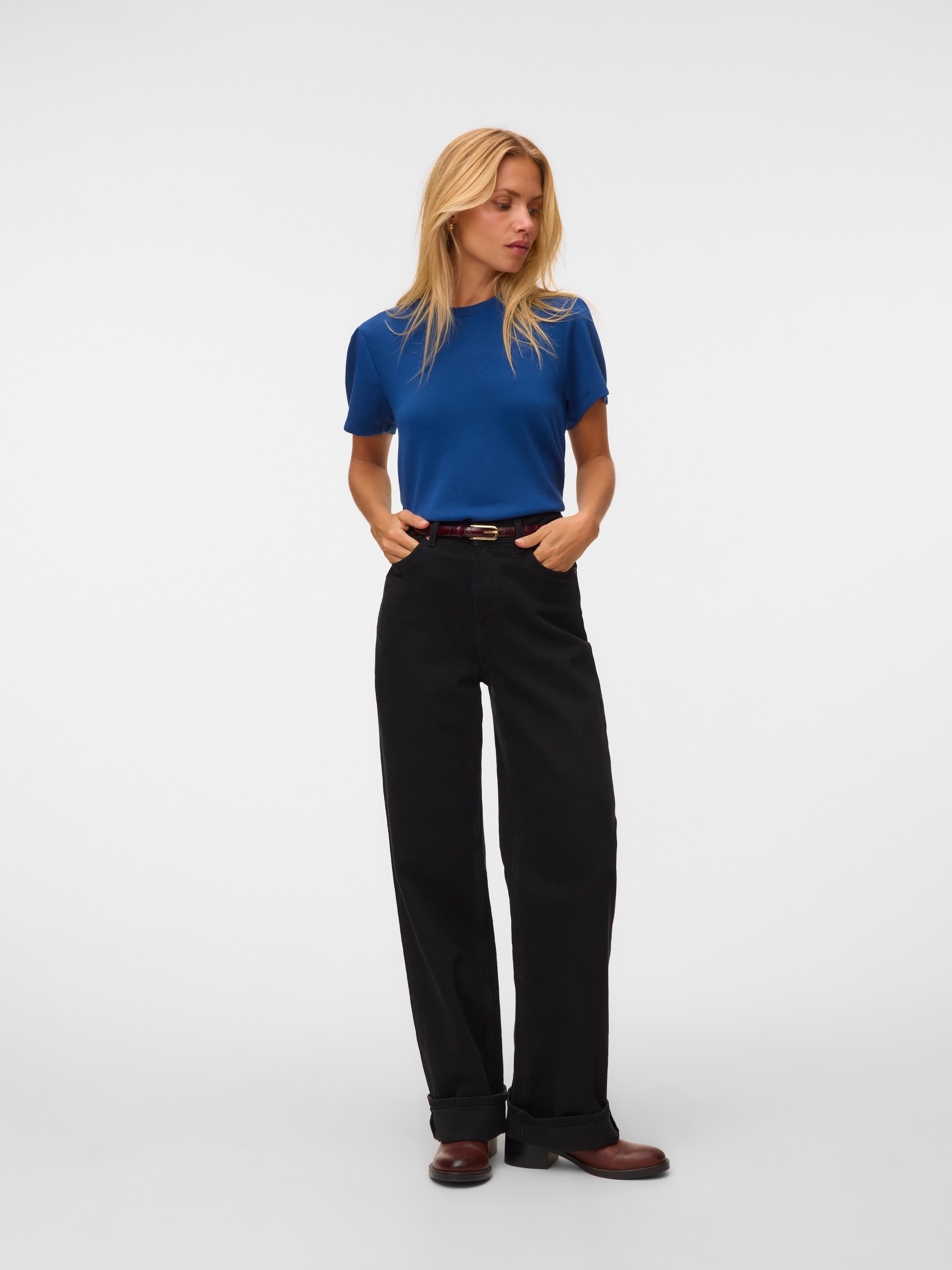 Vero Moda T-shirt à manches courtes »VMELLA SS O-NCK TOP JRS« mélange viscose, coupe régulière
