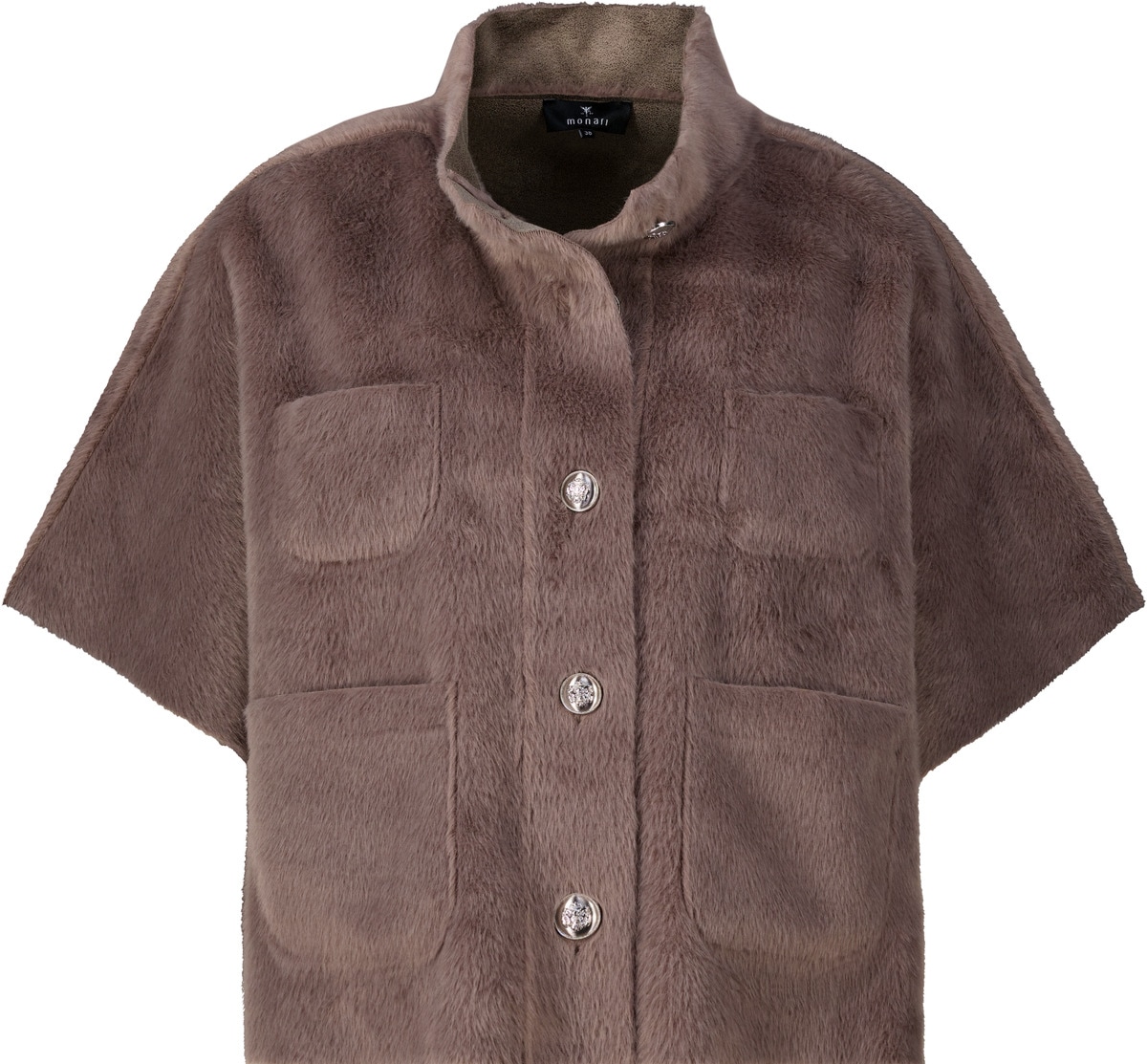 Monari Veste en fausse fourrure »Jacke Cape fake fur« sans capuche coupe régulière avec col montant