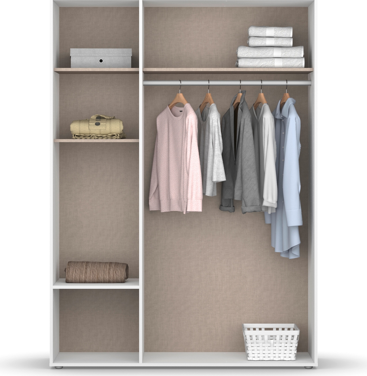 rauch Kleiderschrank »Drehtürenschrank Schrank Garderobe Wäscheschrank NARAI mit Schubladen« in 3 verschiedenen Ausstattungen BASIC/CLASSIC/PREMIUM,  Griffausfräsungen für eine grifflose Optik TOPSELLER MADE IN GERMANY