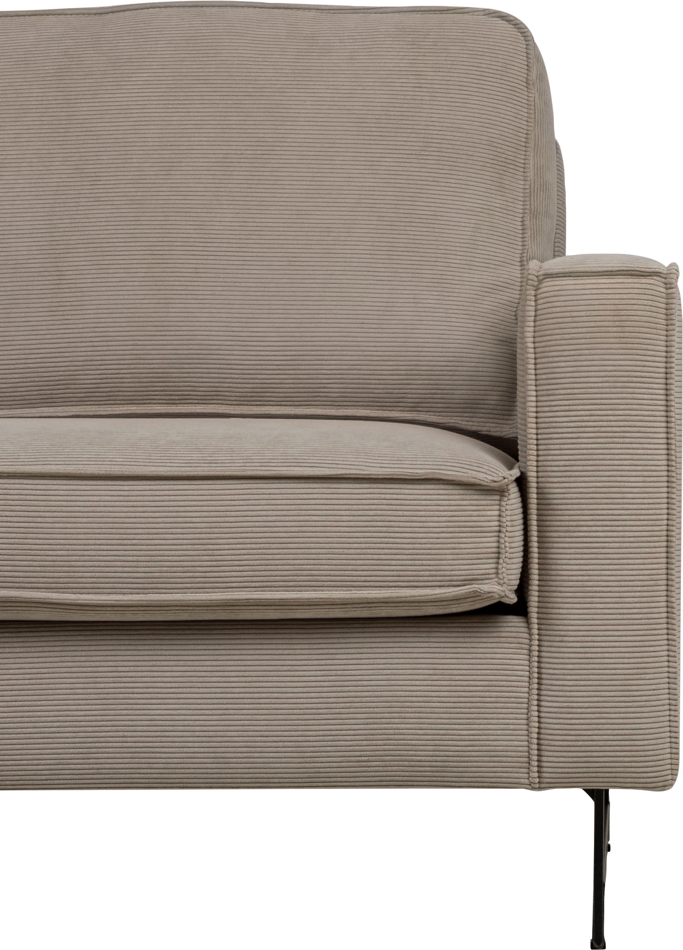 Places of Style Ecksofa »Pinto, 290 cm, Cord, Chenille, Lederoptik, Ottomane links / rechts«, mit Keder, schwarze Metallfüsse, Wellenunterfederung