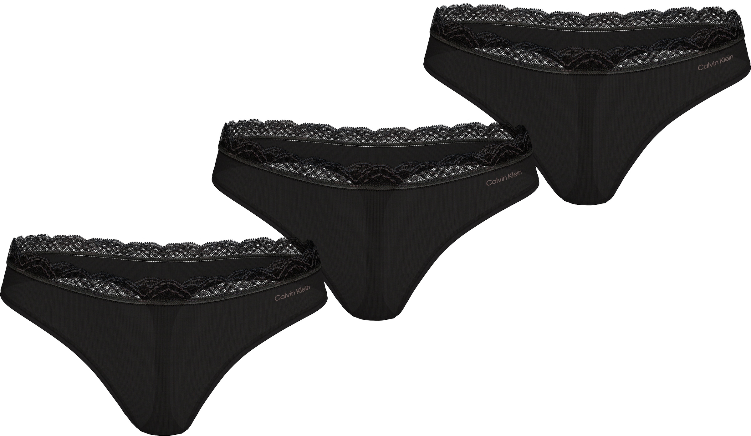 Calvin Klein Underwear String »THONG 3PK«, (Packung, 3 St., 3er-Pack), mit Spitze am Bund