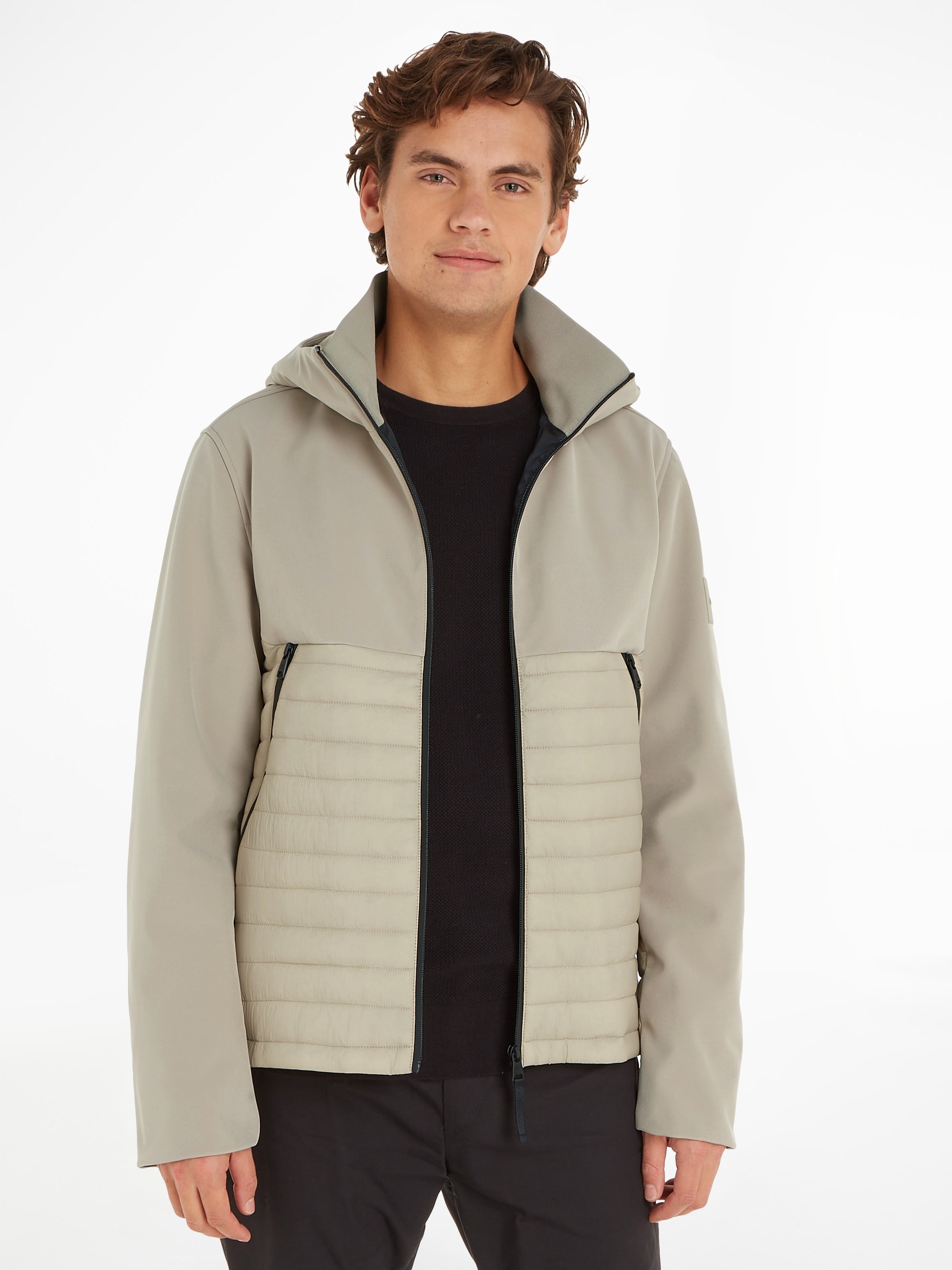 Outdoorjacke »QUILTED MIX MEDIA JACKET HOOD«, mit Kapuze