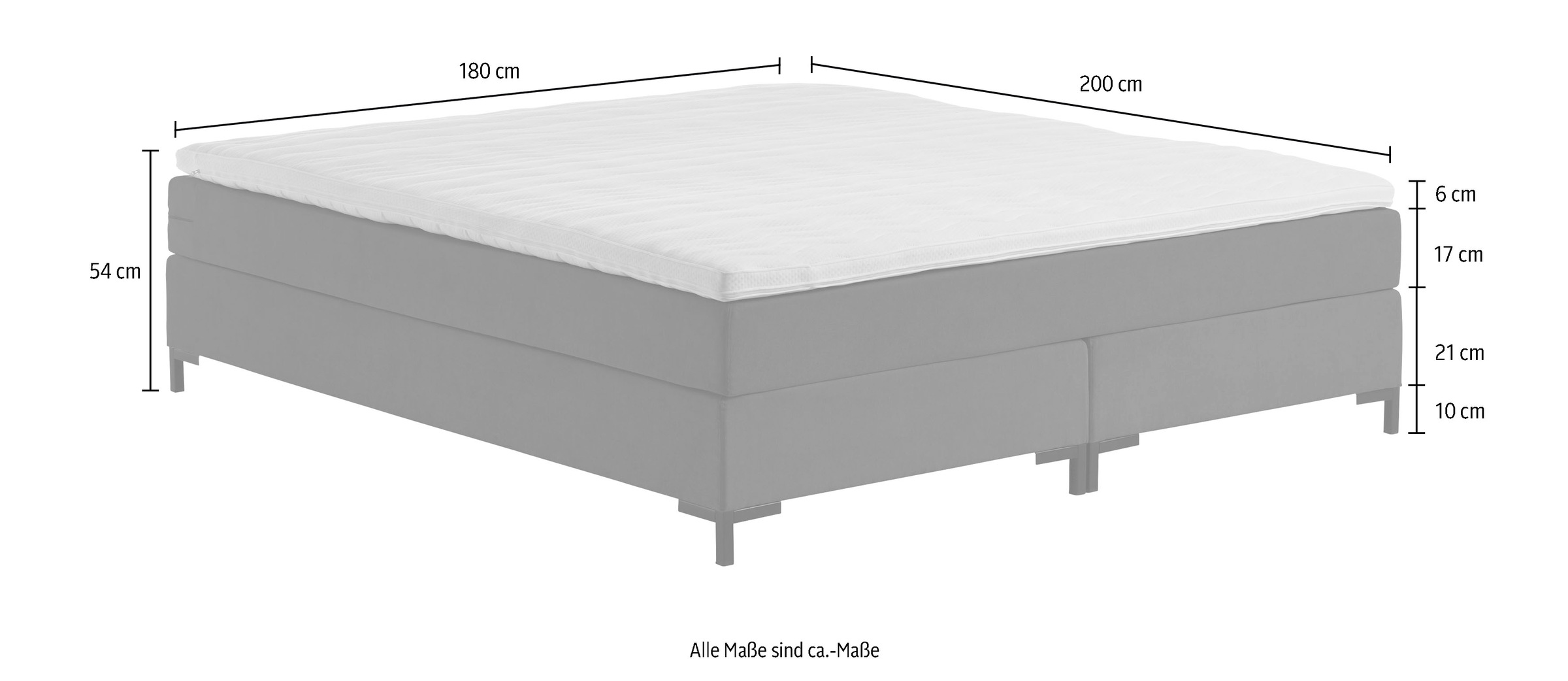 ATLANTIC home collection Boxspringbett »Romy« ohne Kopfteil, frei im Raum stellbar