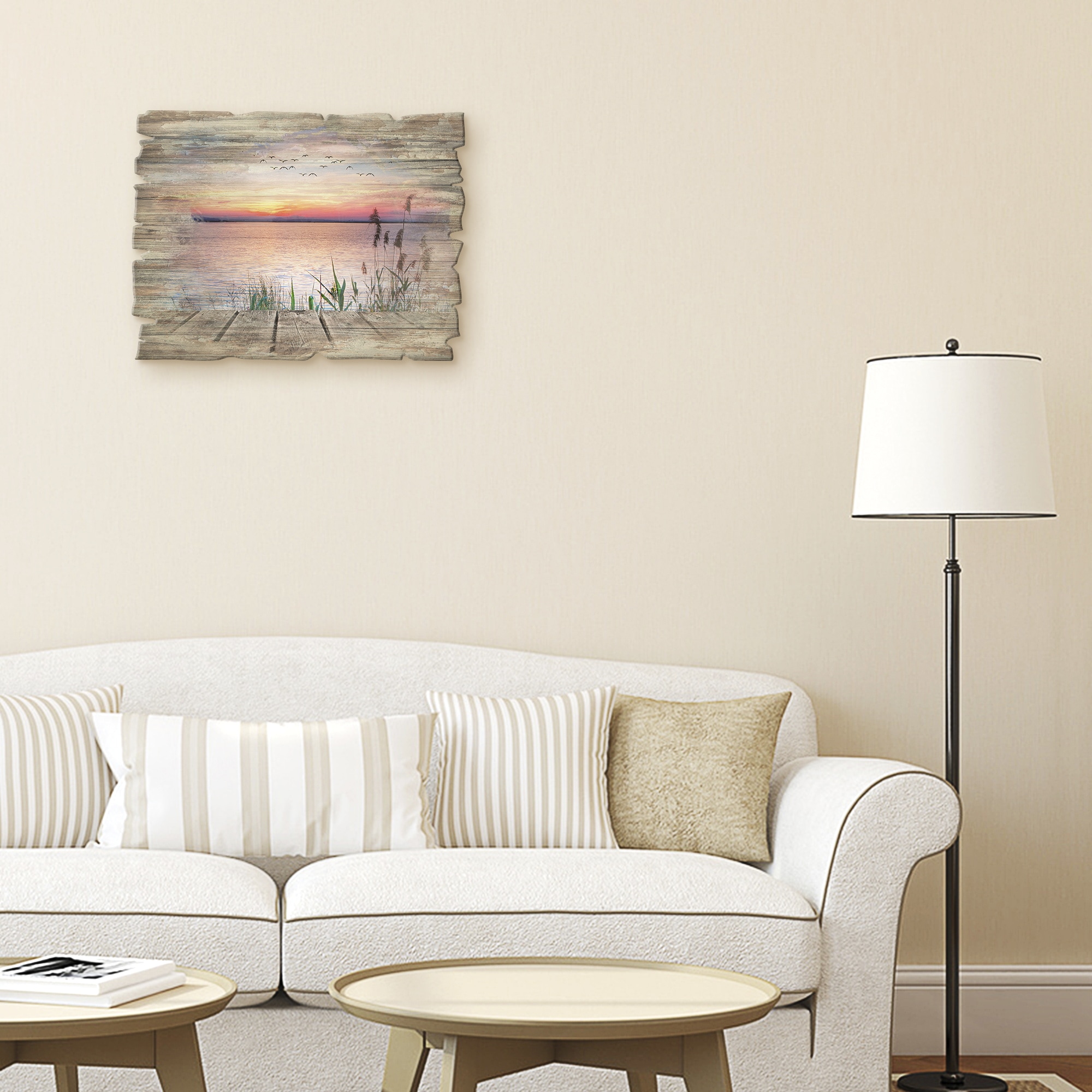 Image of Artland Holzbild "Der See in den Farben der Wolken" Gewässer 1 Stk. tlg.