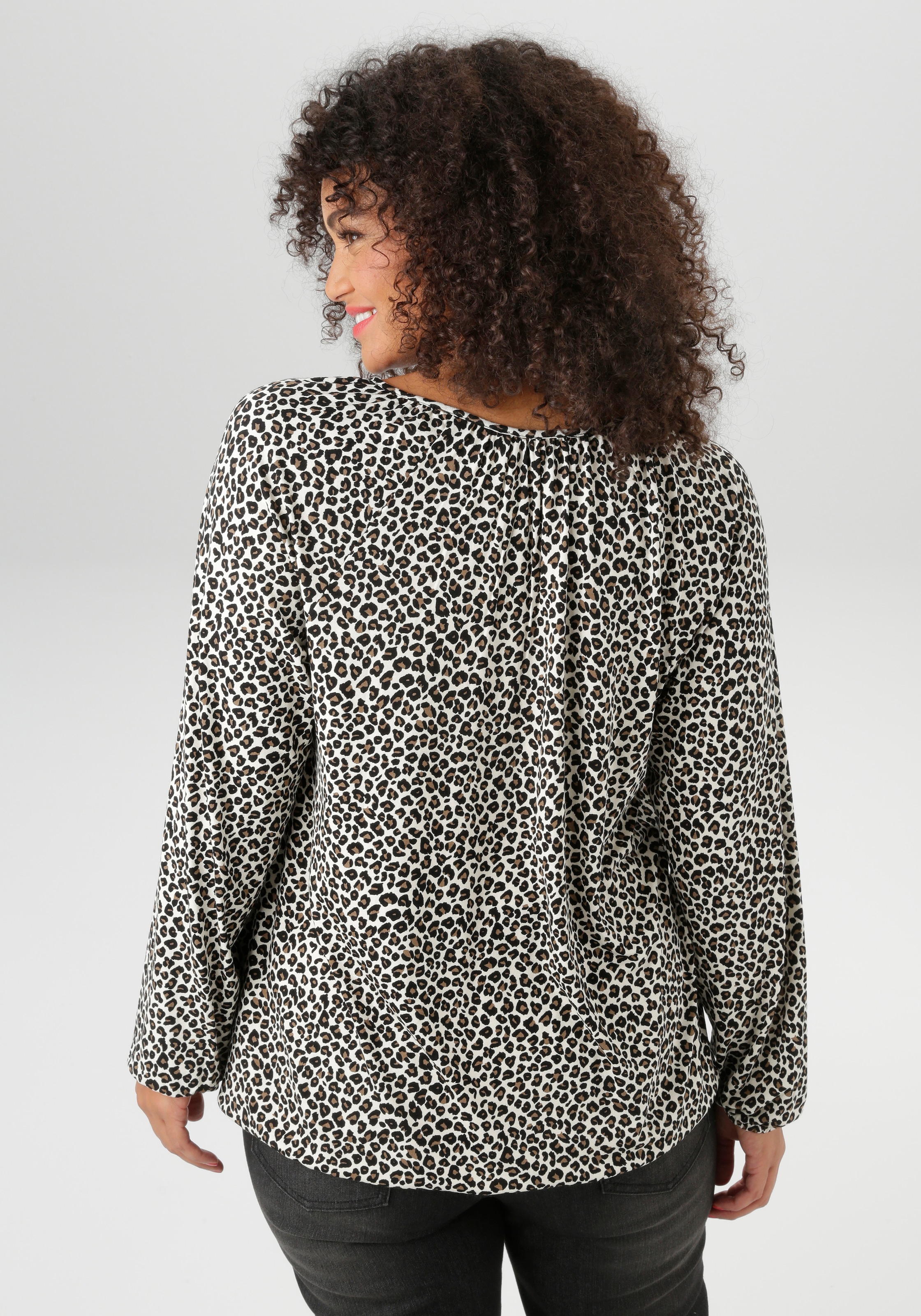 Aniston PLUS Langarmshirt, mit modischen Leoprint - NEUE KOLLEKTION