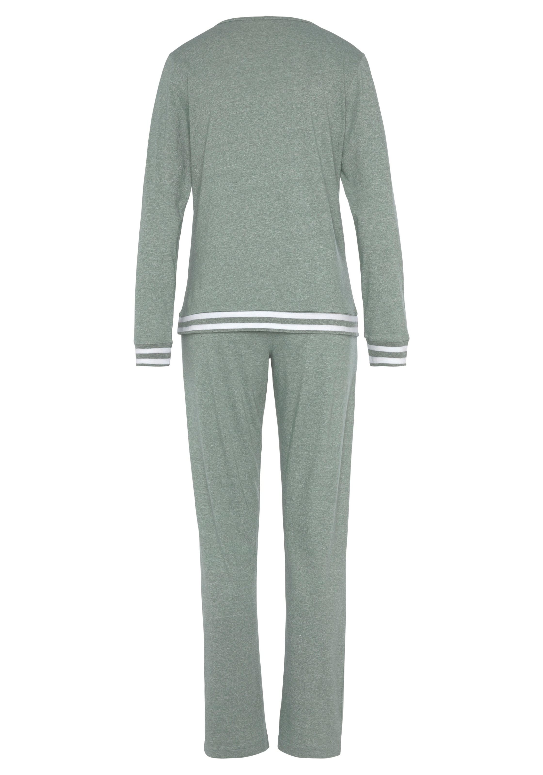 Vivance Dreams Pyjama, (2 tlg.), mit gestreiften Bündchen