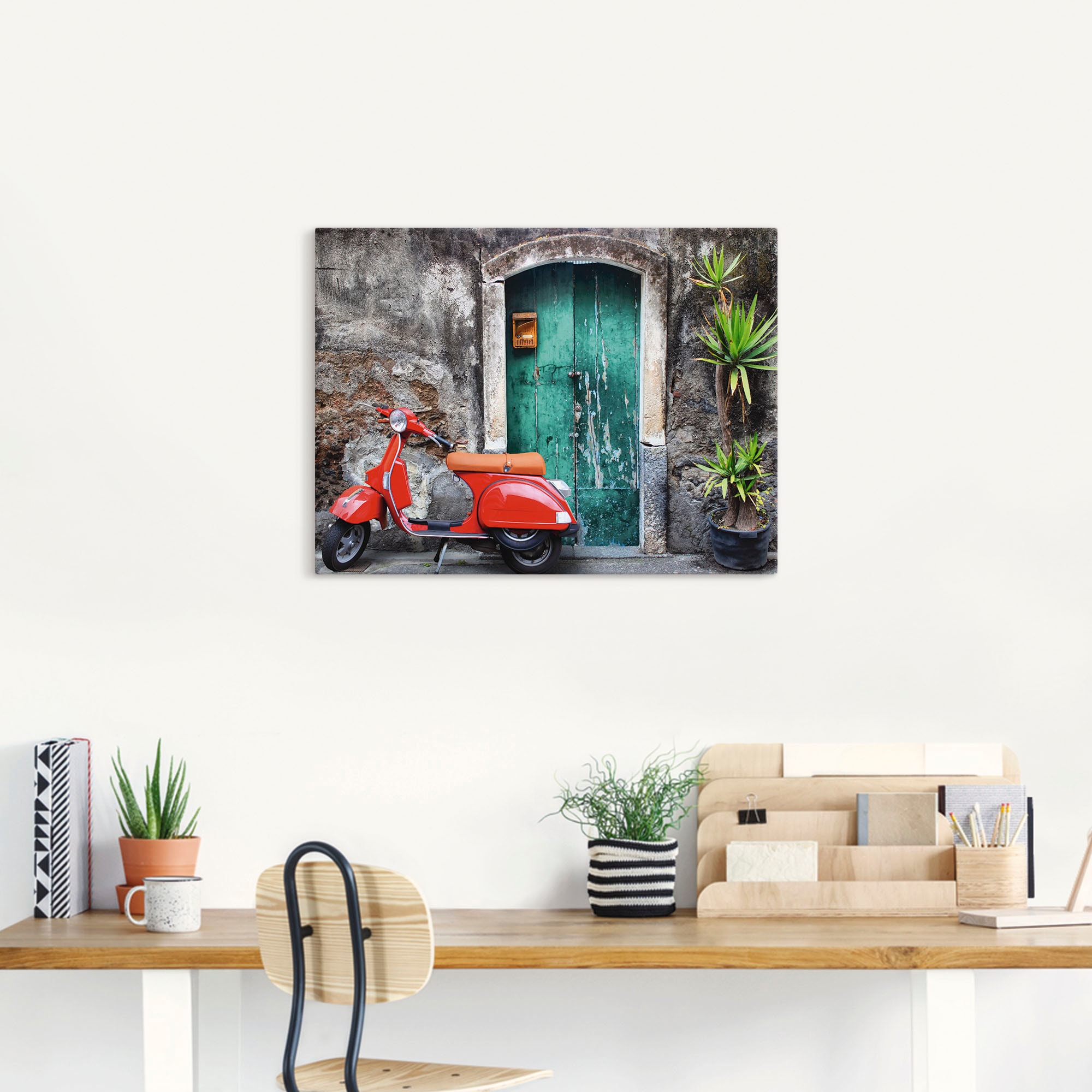 Artland Wandbild »Roter Motorroller«, Motorräder & Roller, (1 St.), als Alubild, Outdoorbild, Leinwandbild, Poster in verschied. Grössen