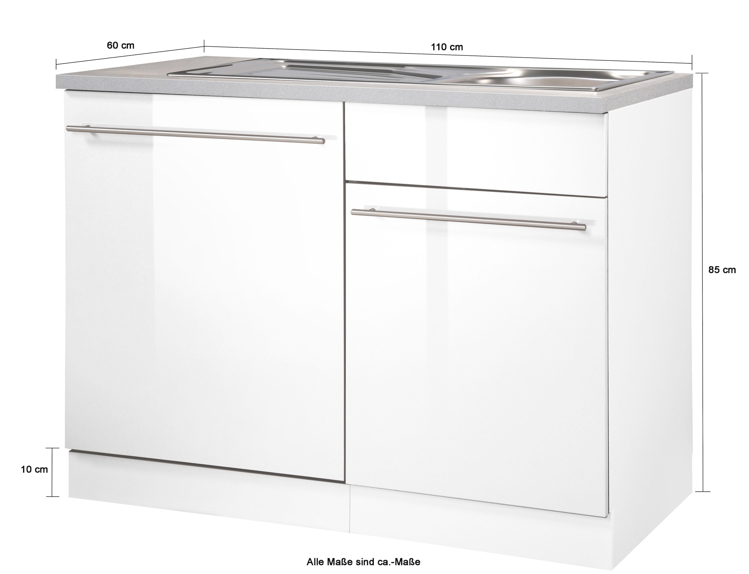 wiho Küchen Spülenschrank »Chicago« 110 cm breit, inkl. Tür/Sockel für Geschirrspüler