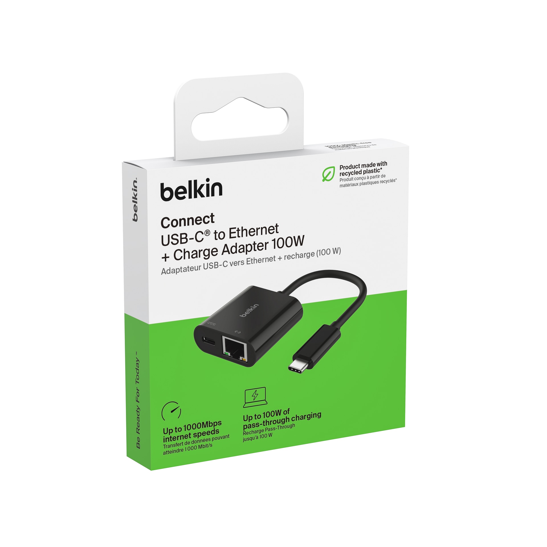Belkin Netzwerk-Adapter »Connect USB-C zu Ethernet Adapter + 100 W Power Delivery« 10/100/1000 Mbit/s, PD 3.0