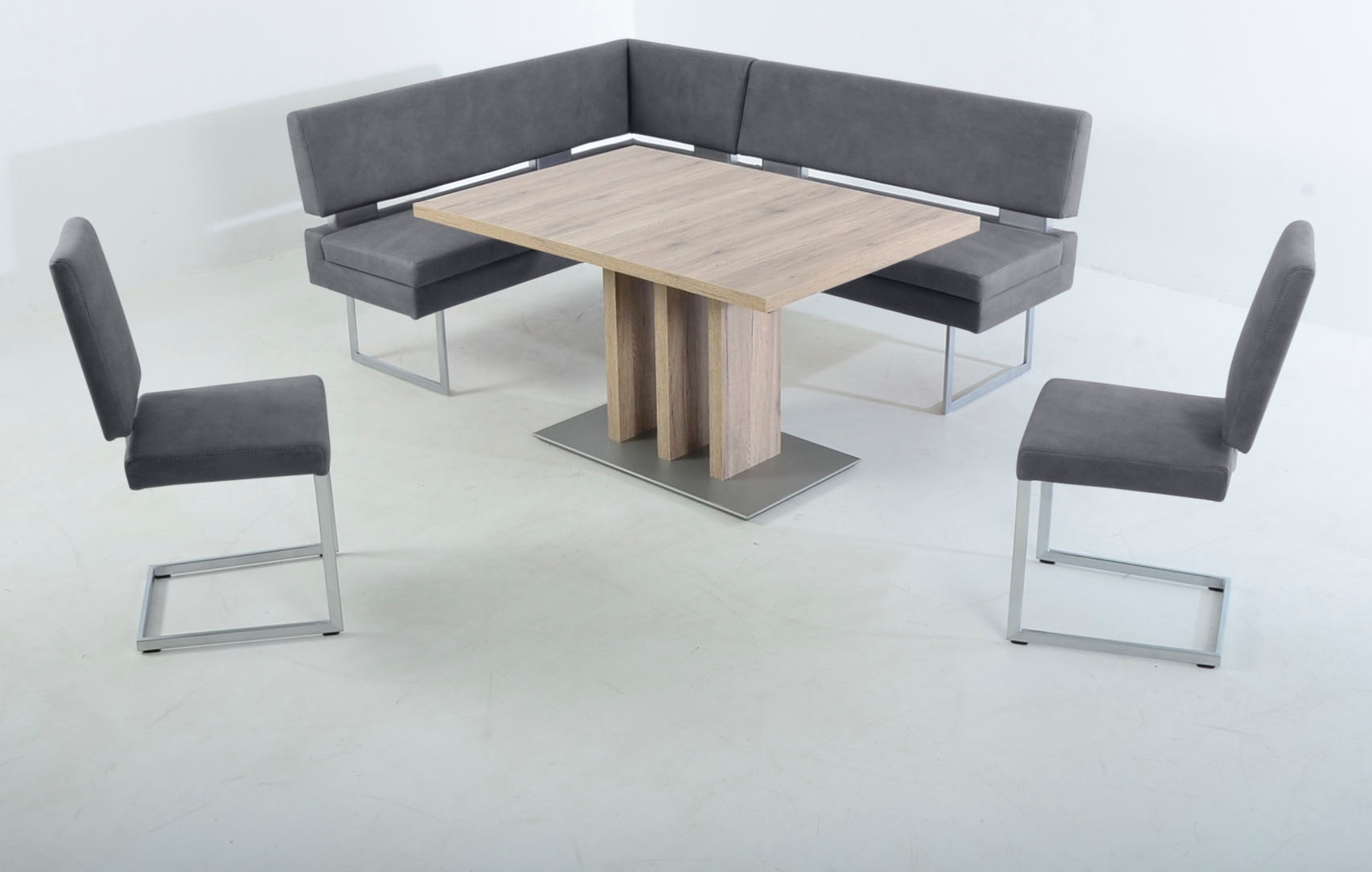 Image of K+W Komfort & Wohnen Essgruppe 4 Stk. tlg. langer Schenkel links oder rechts, 2 Freischwinger, 1 Funktionstisch