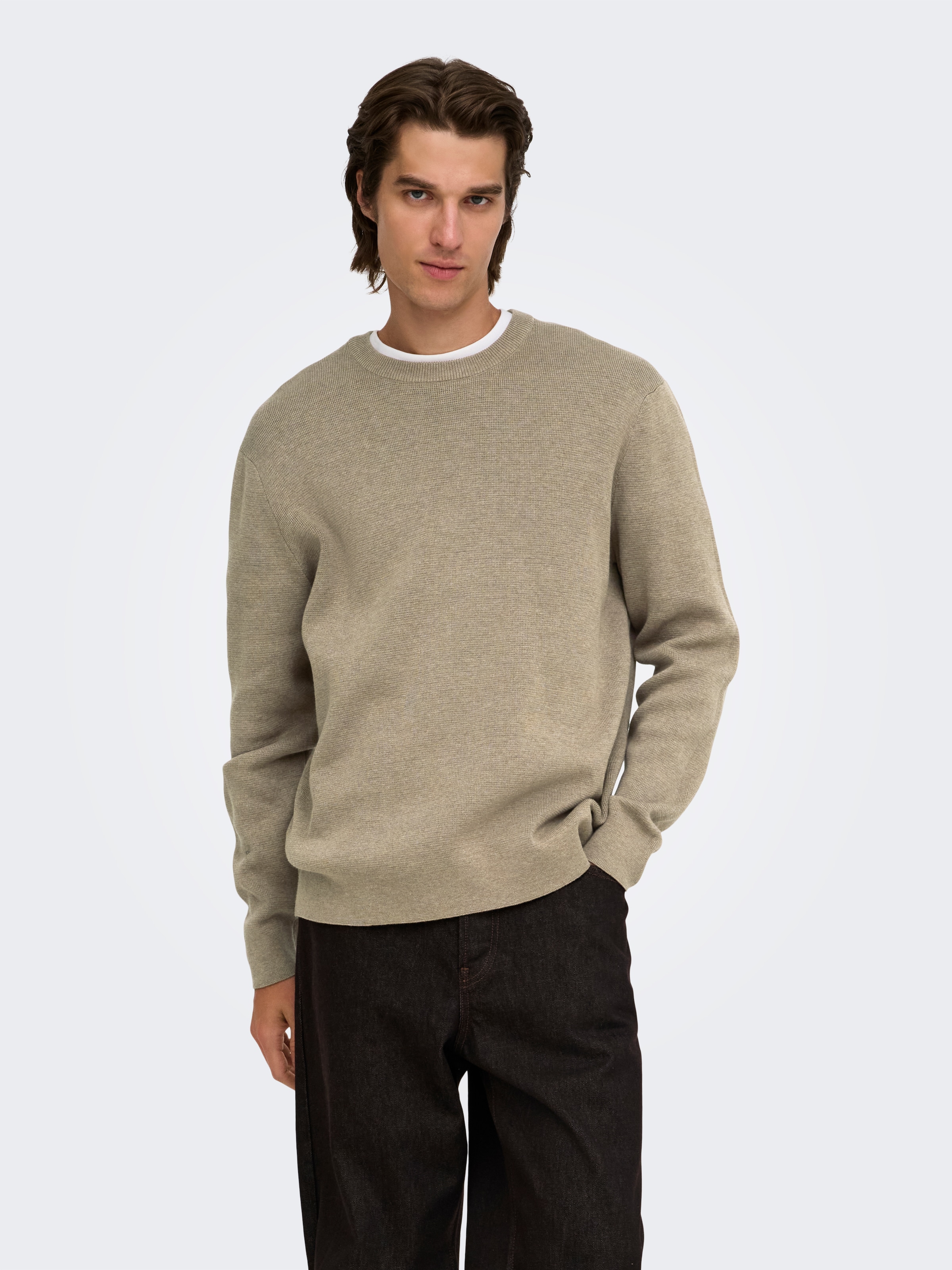 Image of ONLY & SONS Strickpullover "ONSTING RLX CREW NECK KNIT NOOS" Baumwolle, relaxed fit