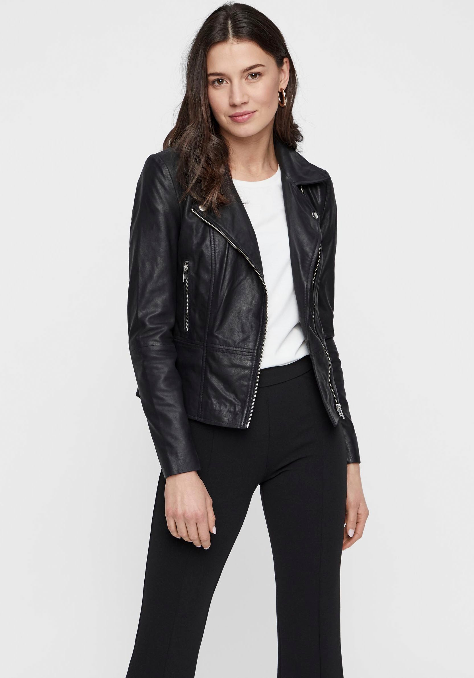 Lederjacke »YASSOPHIE LEATHER JACKET«, mit Biker Details