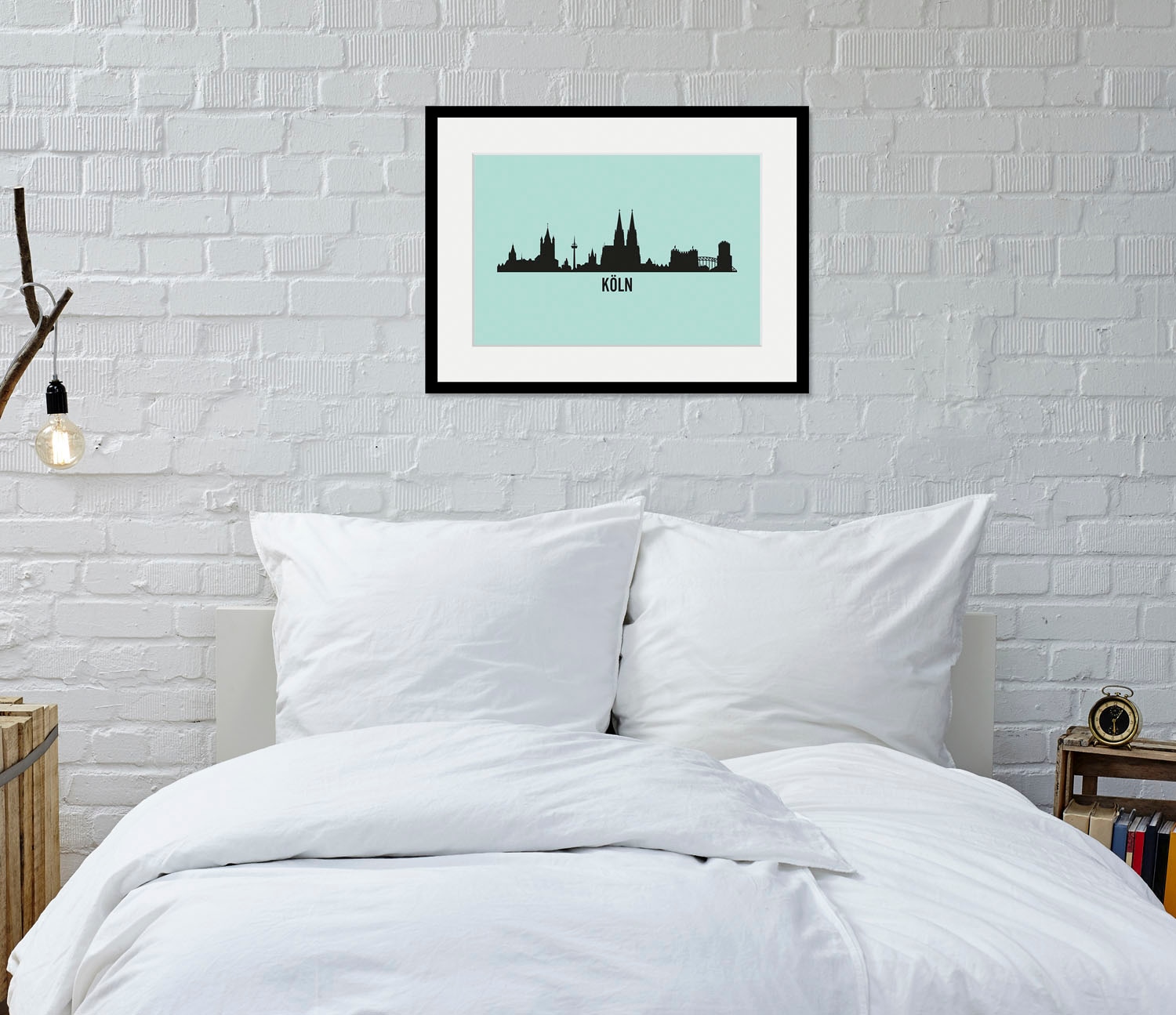 Image of queence Bild "Köln Skyline" Deutschland Gebäude Kirche Köln Stadt Städte 1 Stk. tlg. HD Premium Poster-Druck inkl. Holzrahmen