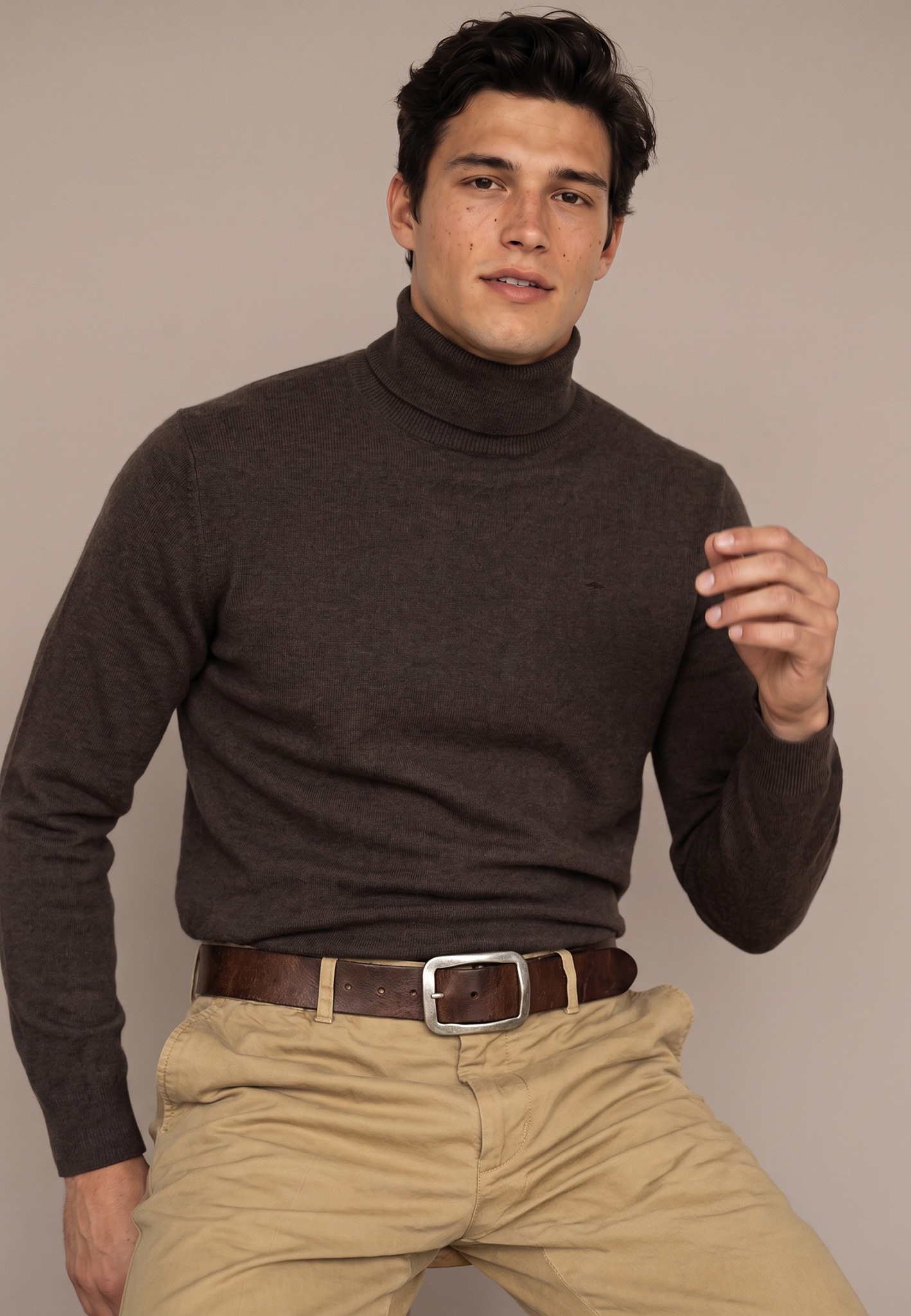 FYNCH-HATTON Rollkragenpullover mit Logostickerei