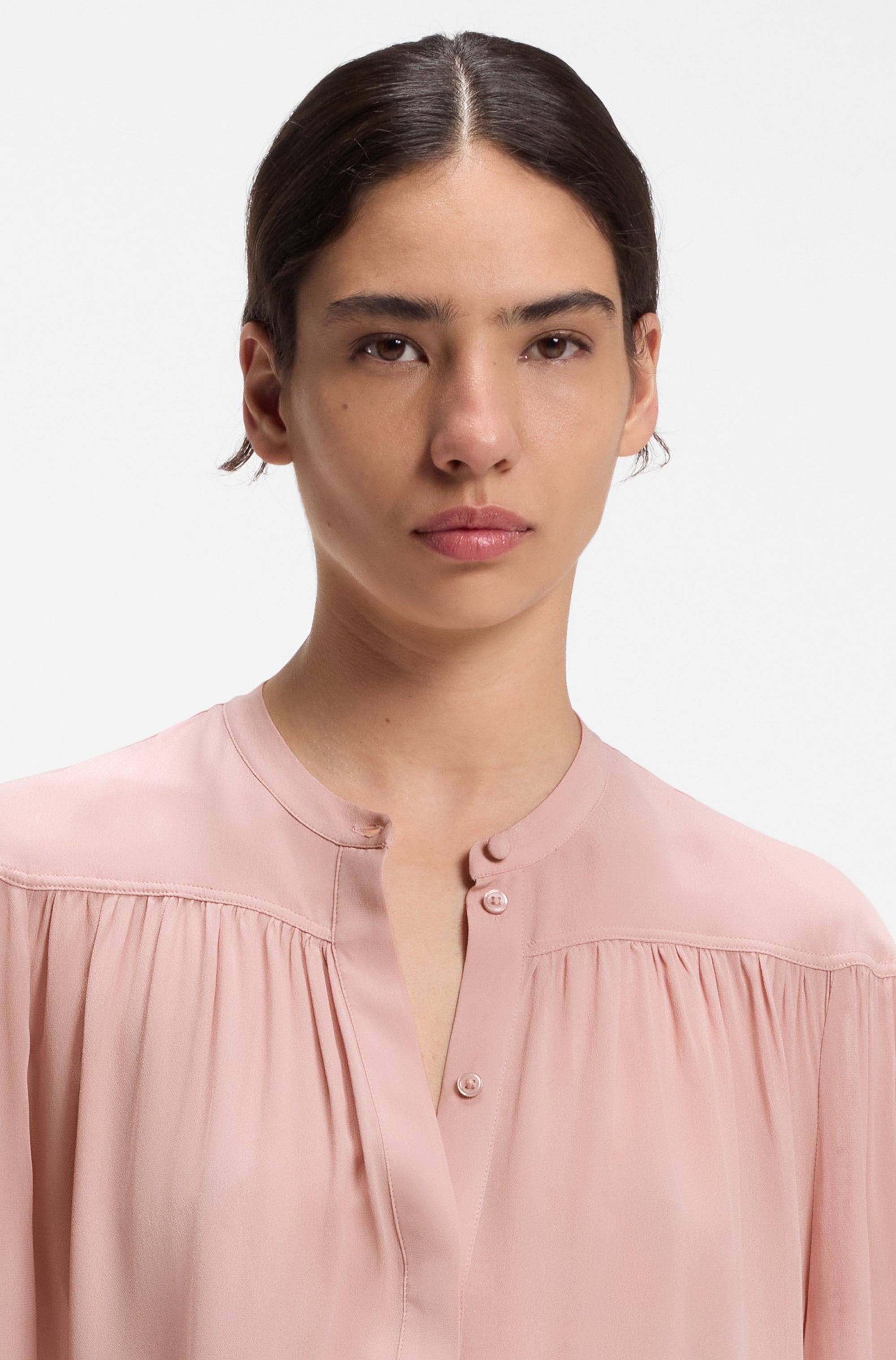 BOSS ORANGE Blouse à manches longues »Bethena Premium Damenmode« mit verdeckter Knopfleiste, Relaxed Fit