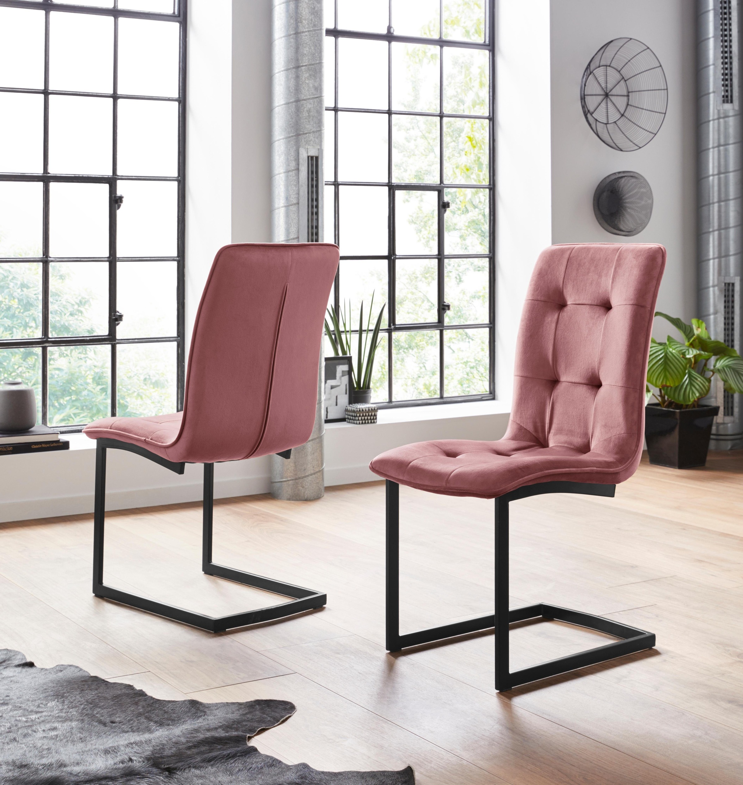 Image of INOSIGN Freischwinger »Ofelia«, (Set), 2 St., Samtvelours, Bezug in Samtstoff, schwarzes Metallgestell bei Ackermann Versand Schweiz