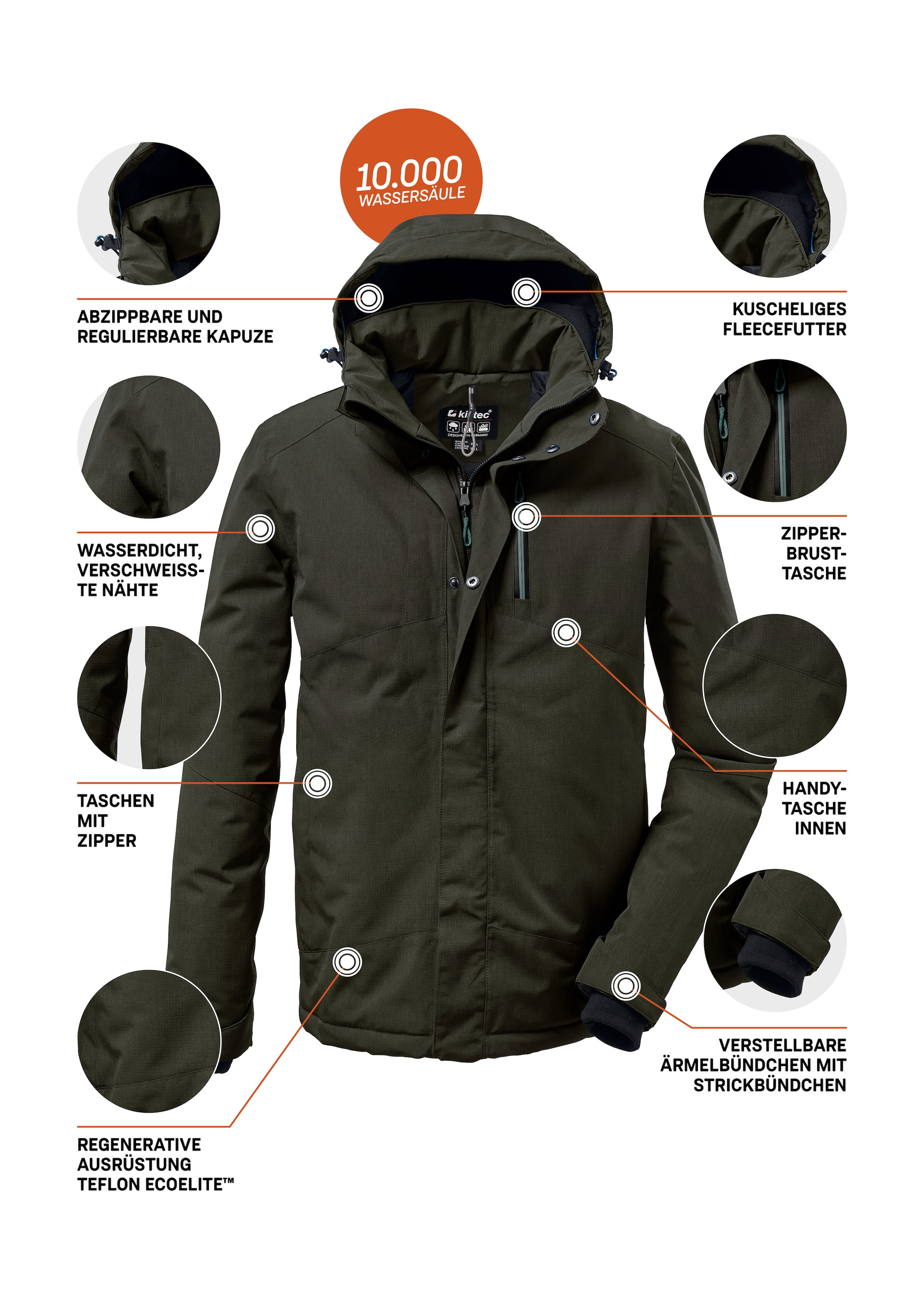 Killtec Outdoorjacke »KOW 161 MN JCKT« Wasser- und winddichte Funktionsjacke mit abnehmbarer Kapuze