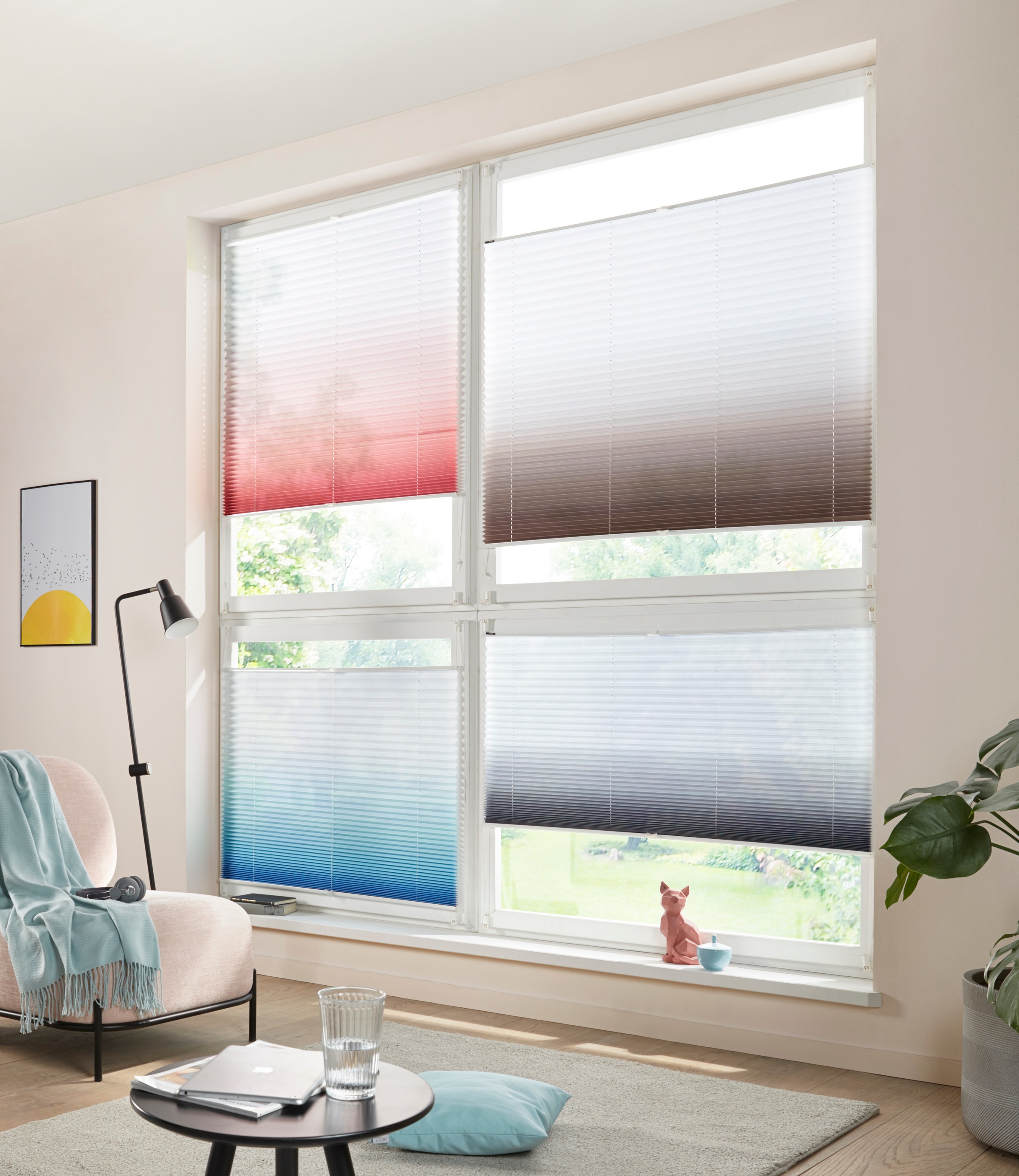 Image of my home Plissee »Ombré«, Lichtschutz, ohne Bohren, verspannt, Klemmfix, Farbverlauf, Klemmträger bei Ackermann Versand Schweiz