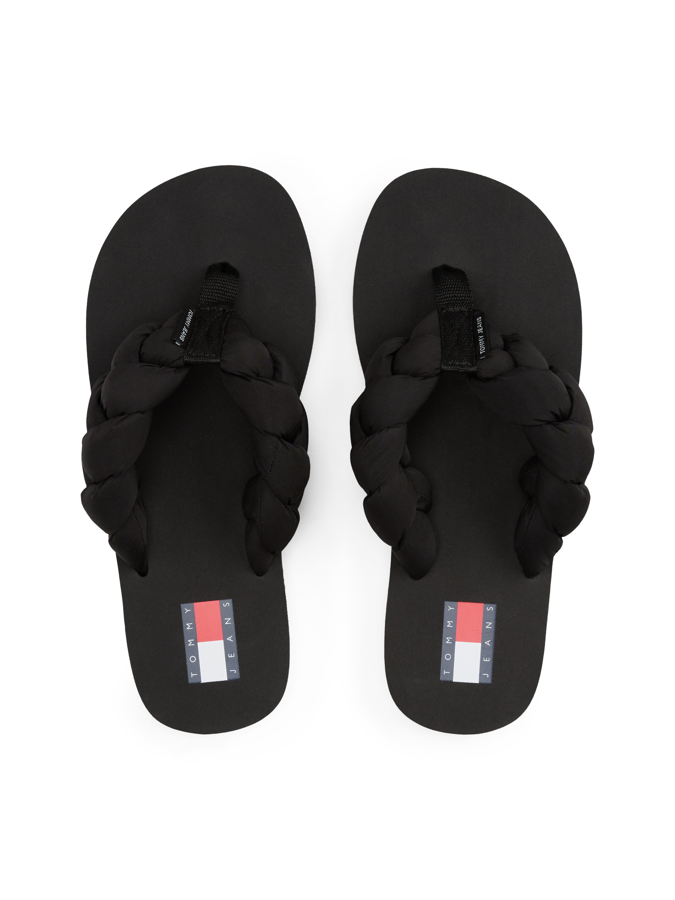 Tommy Jeans Zehentrenner »BRAIDED THONG BEACH SANDAL«  , Dianette, Sommerschuh mit geflochtener, wattierter Bandage