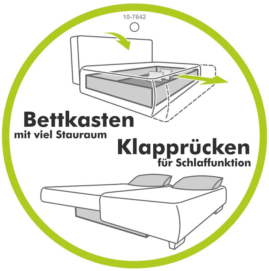 Jockenhöfer Gruppe Schlafsofa »Per, mit Gästebettfunktion, inklusive 4 Kissen«, Wellenschaumpolsterung und grosszügigem Stauraum/Bettkasten