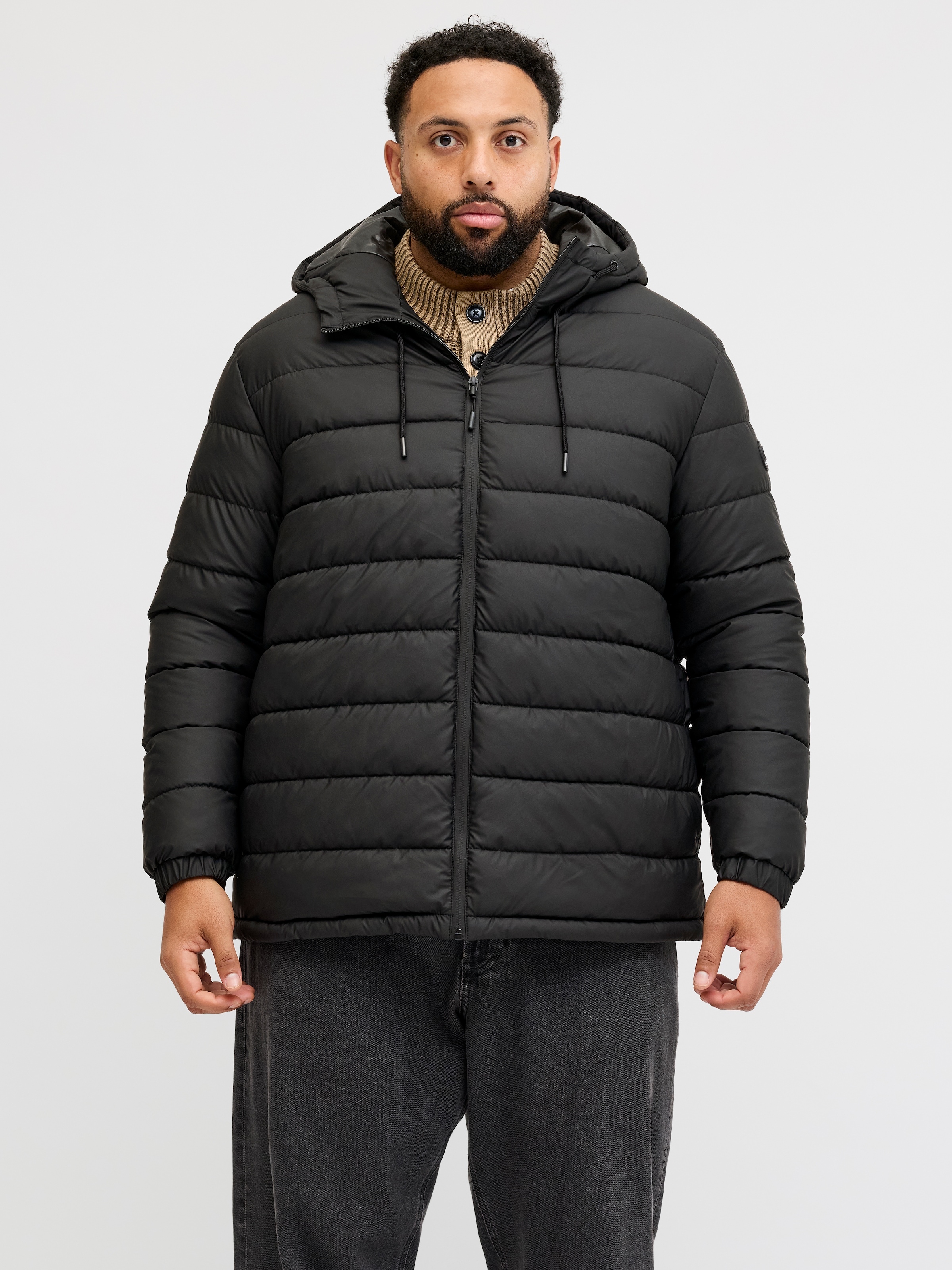 Image of Jack & Jones PlusSize Steppjacke "JCOPOINT PU PUFFER JACKET BF PLS" mit Kapuze