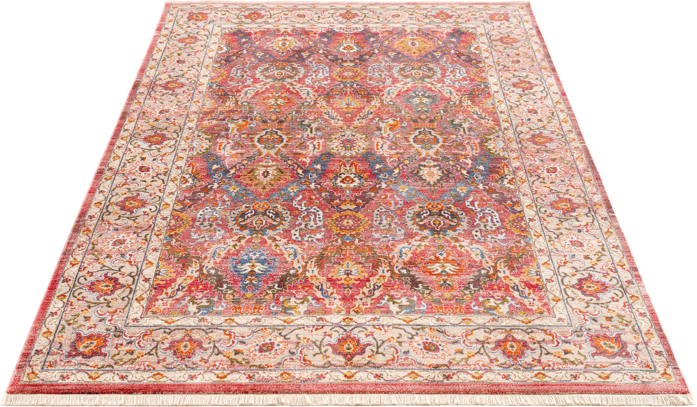 Image of DELAVITA Teppich »Funda«, rechteckig, 6 mm Höhe, Vintage-Optik, mit Bordüre, Kurzflor, idealer Teppich für Wohnzimmer & Esszimmer, Grösse 1+2 wird ohne Fransen geliefert. bei Ackermann Versand Schweiz