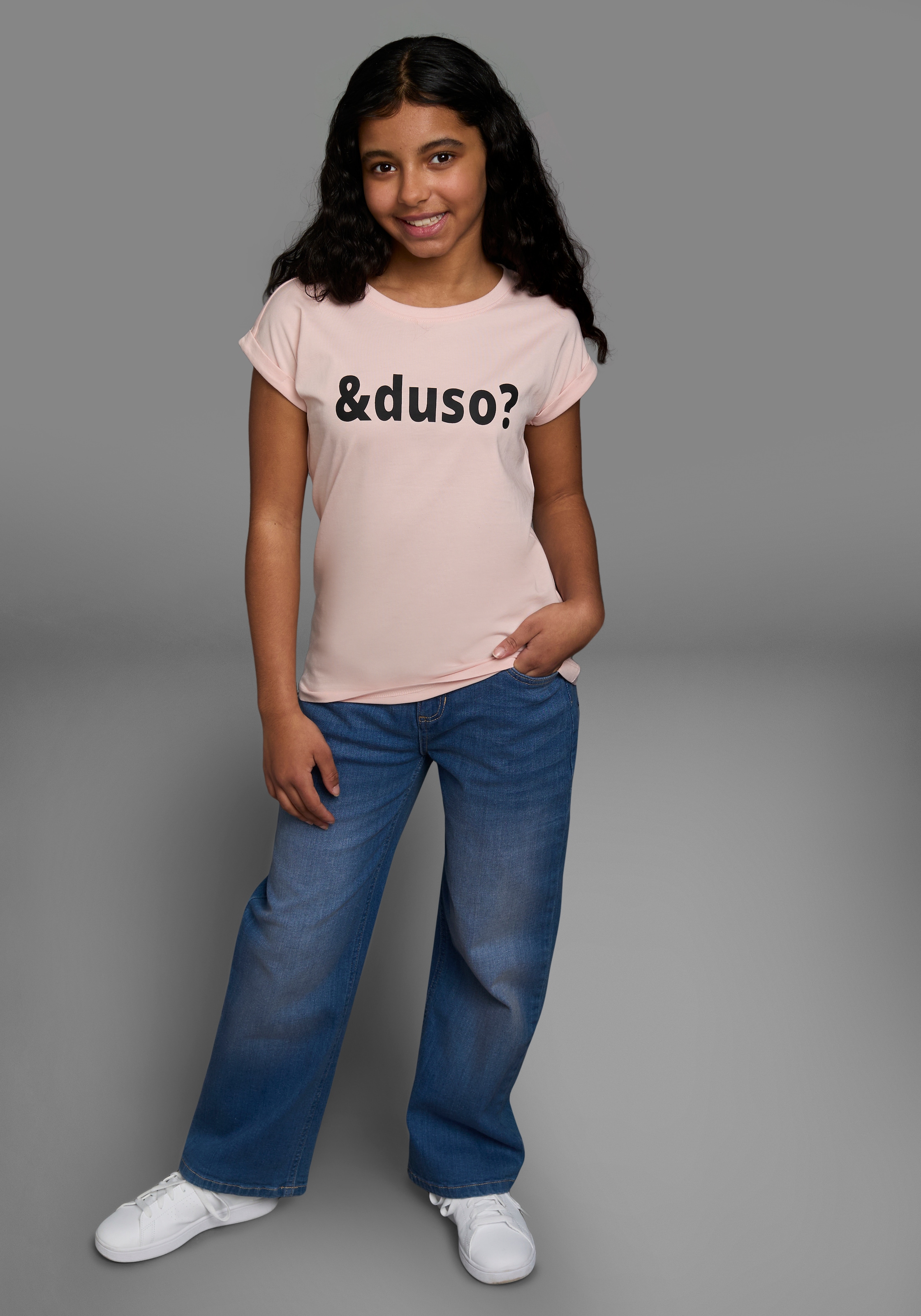 KIDSWORLD T-Shirt »&duso?«, kurzärmelig, bedruckt, Rundhalsausschnitt, aus Baumwolle