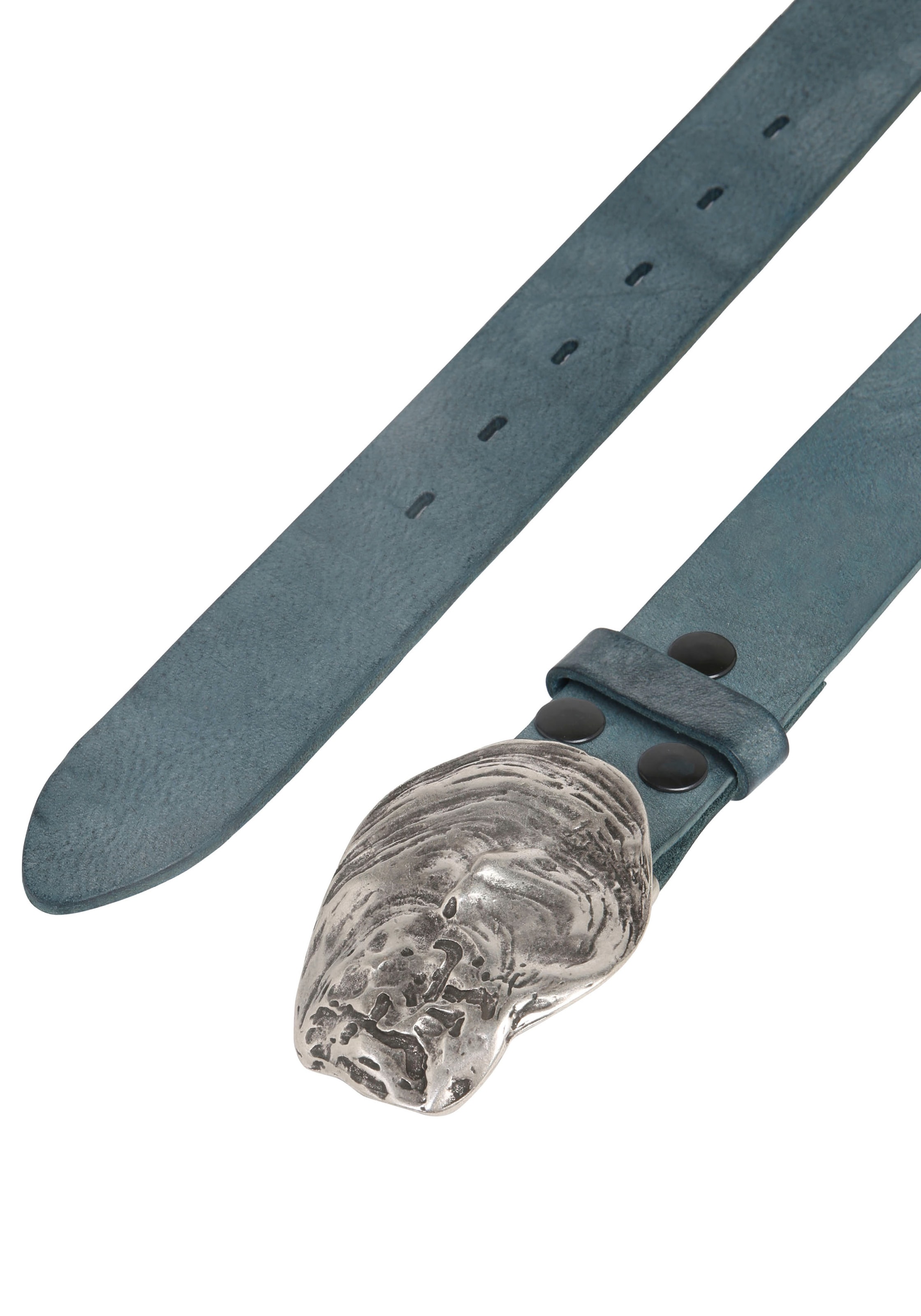 Rettungsring Gürtel Ceinture en cuir mit austauschbarer Schliesse »Auster Muschel Silber«