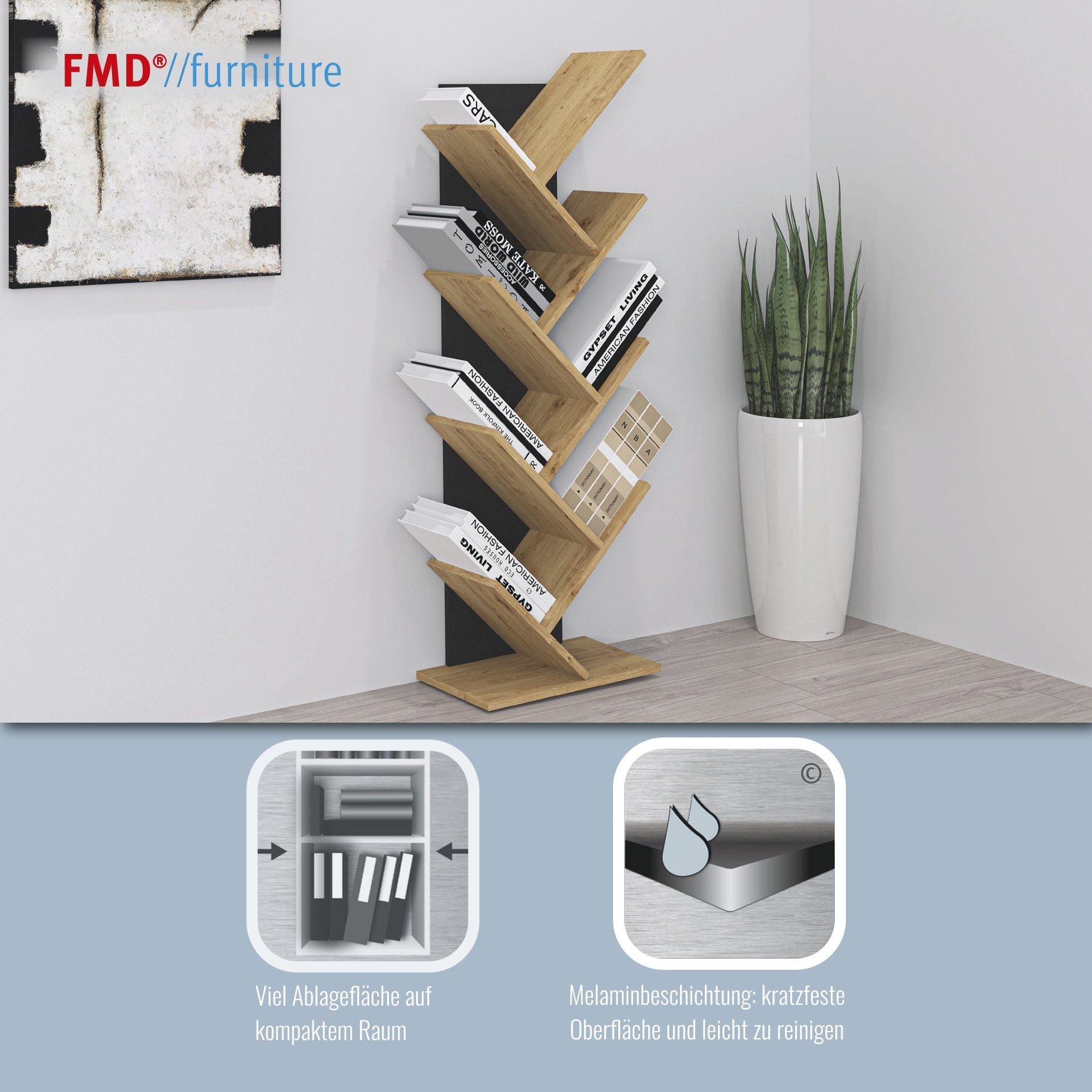 FMD Étagère murale »Büchen 1« Regal, Buchständer, Aufbewahrungsmöglichkeit, 125 cm hoch