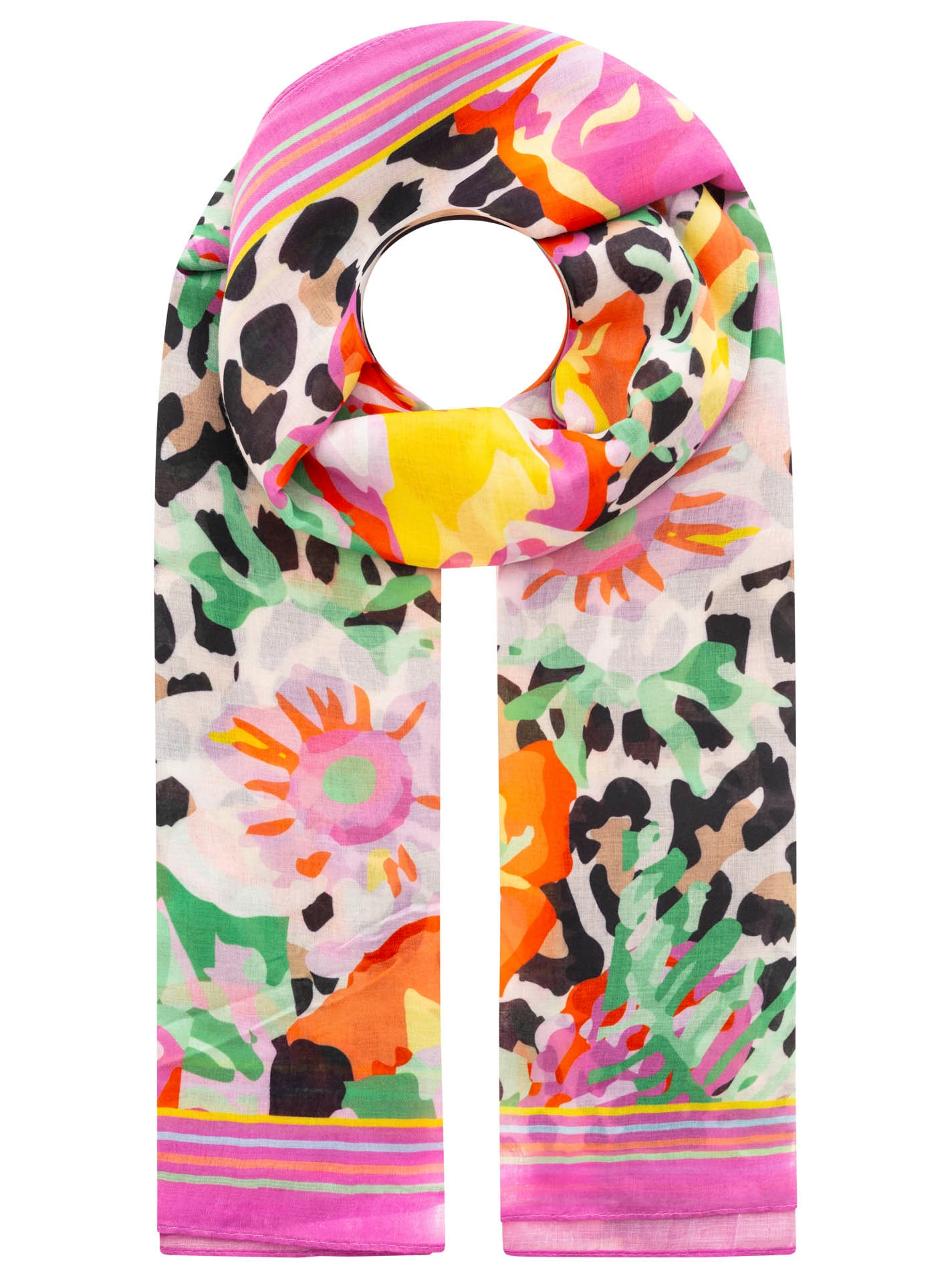 Zwillingsherz Écharpe »"Tropical Tucan"« tropisches Muster, farbenfroh, transparent