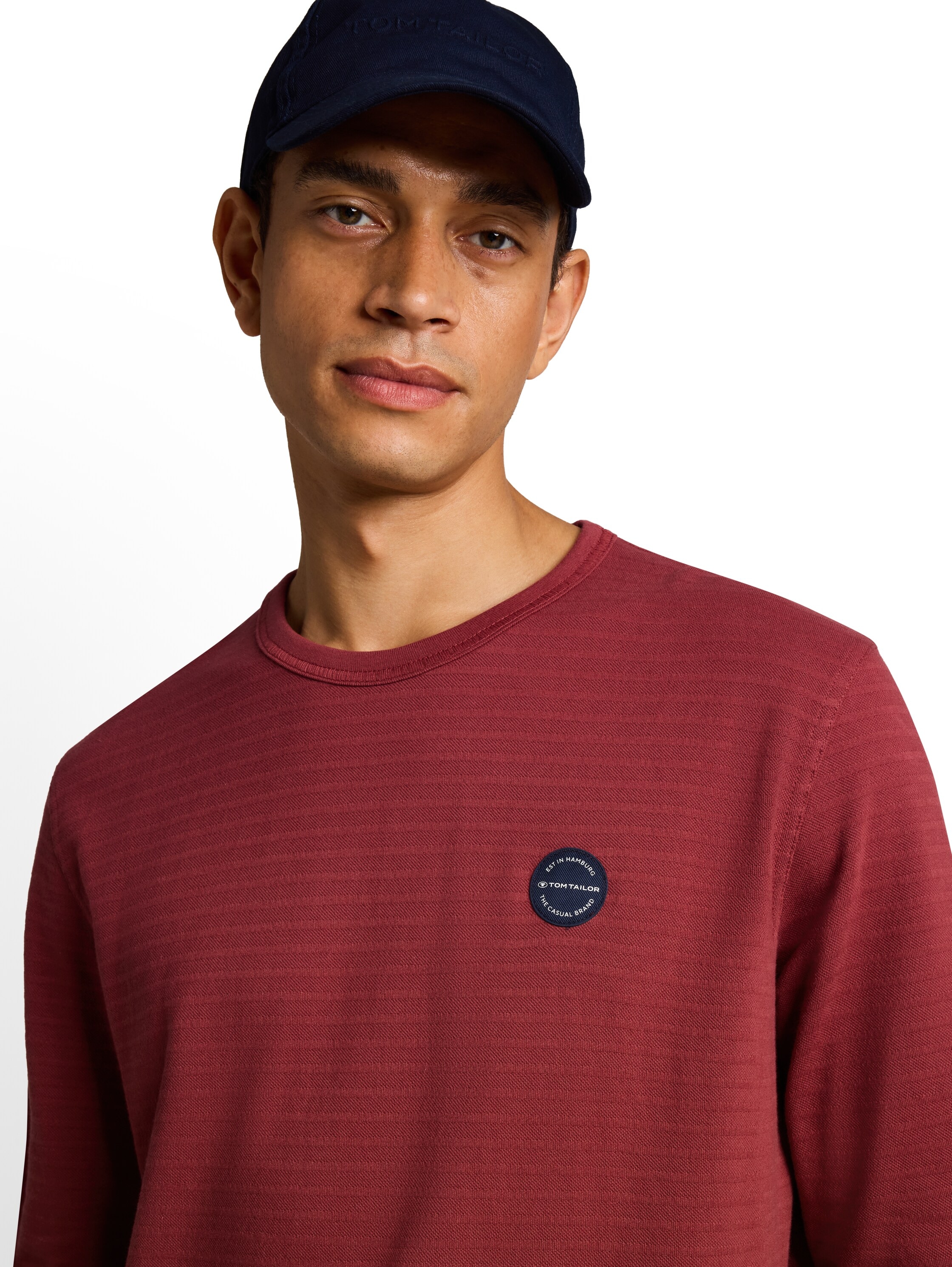TOM TAILOR T-shirt à manches longues Col rond / avec fines rayures