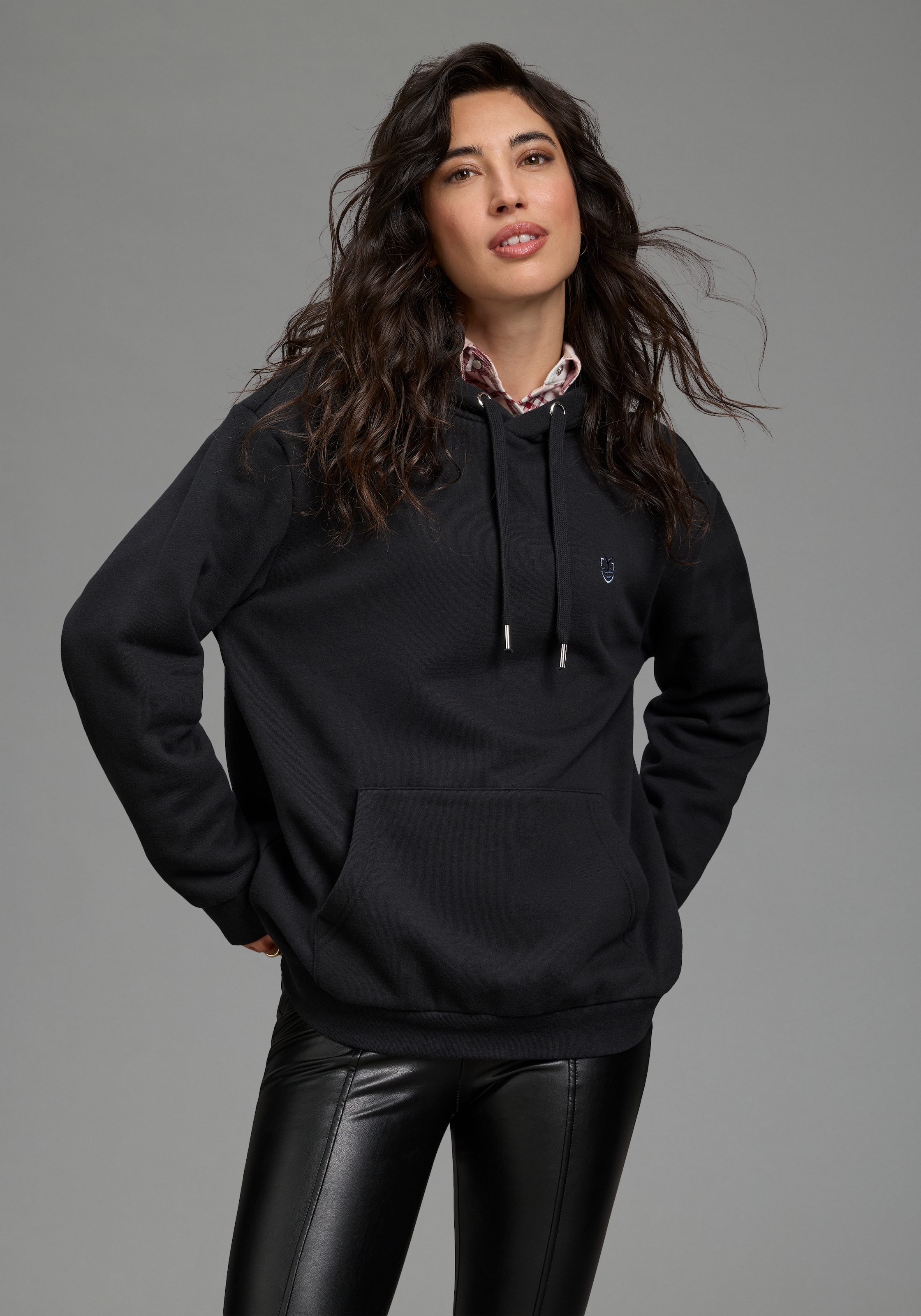 DELMAO Kapuzensweatshirt , Weiche Baumwollmischung mit Kängurutasche & Kapuze
