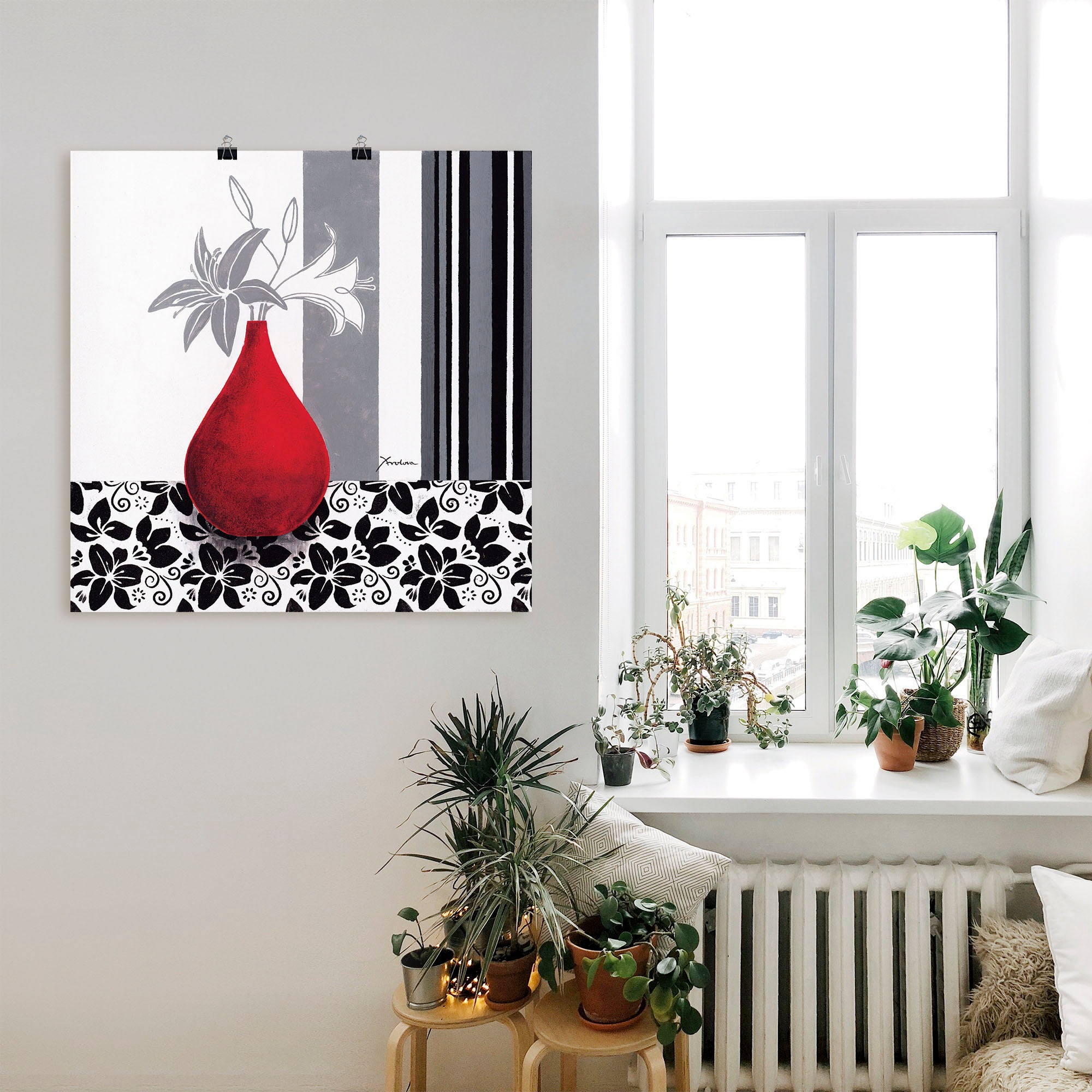 Artland Wandbild »Blumenmuster«, Vasen & Töpfe, (1 St.), als Alubild, Outdoorbild, Poster in verschied. Grössen