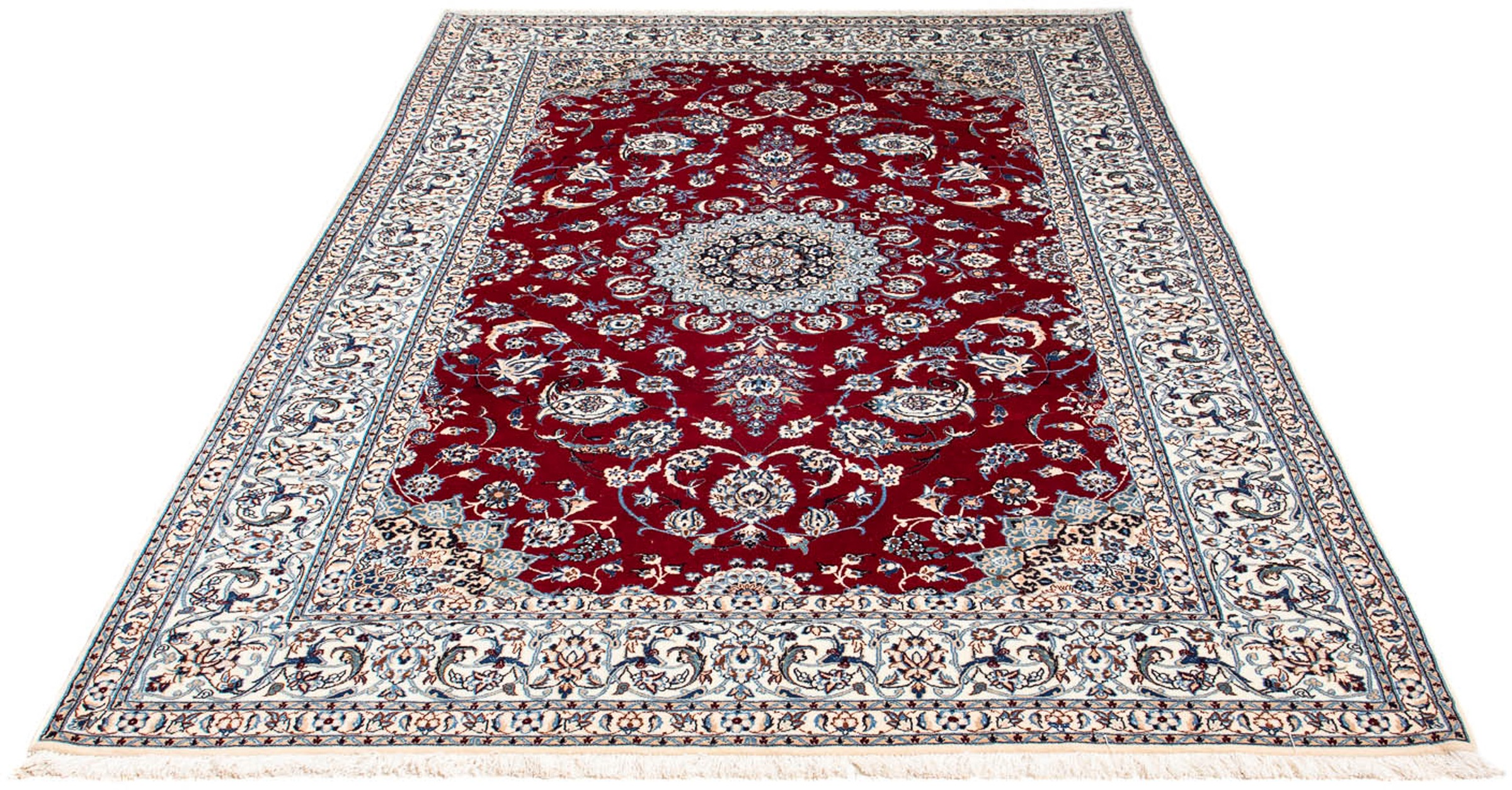 Image of morgenland Orientteppich »Perser - Nain - Premium - 236 x 153 cm - dunkelrot«, rechteckig, 6 mm Höhe, Wohnzimmer, Handgeknüpft, Einzelstück mit Zertifikat bei Ackermann Versand Schweiz