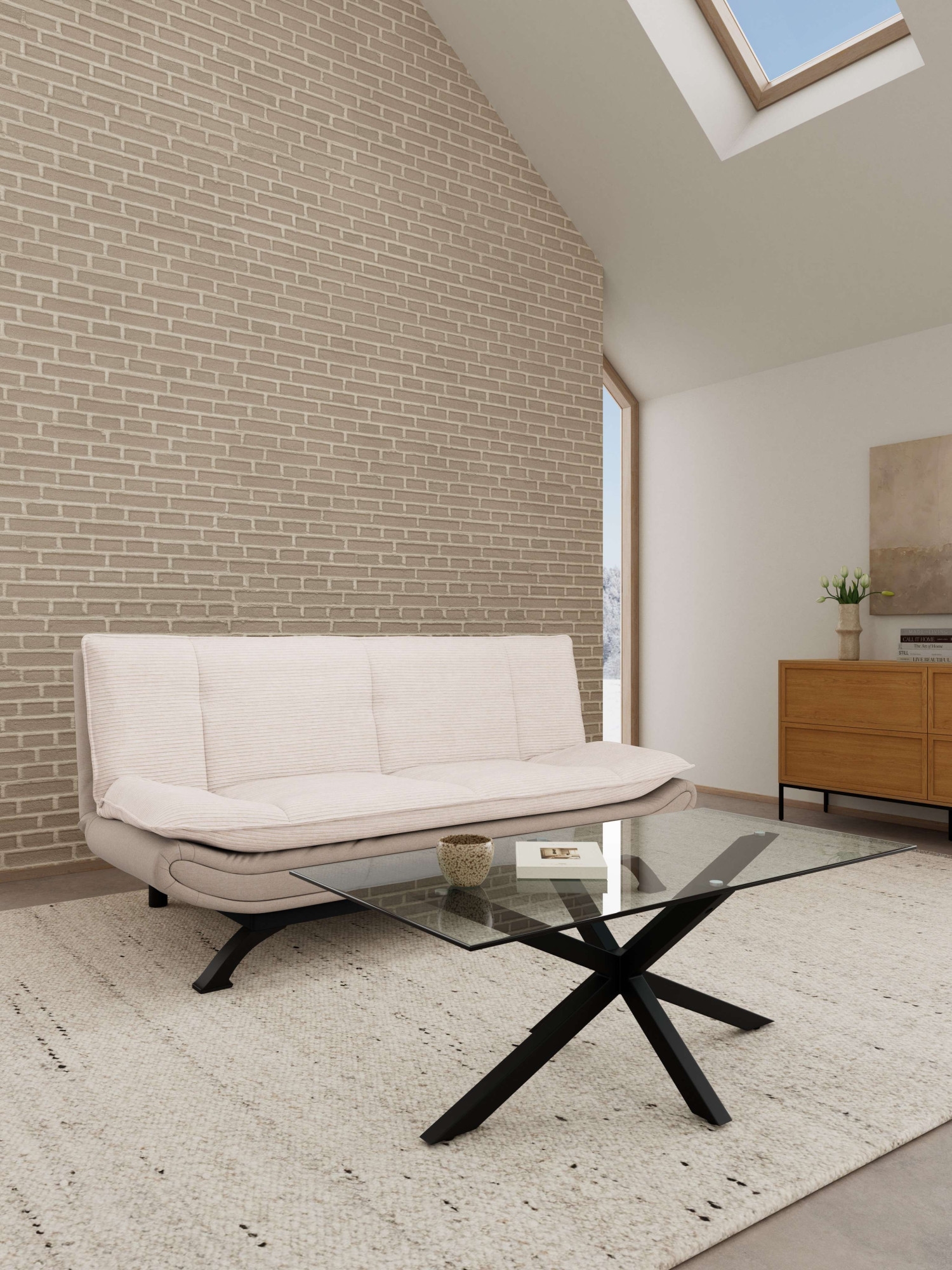 ACTONA GROUP Canapé-lit »Faith, ausziehbar zum Schalfen« canapé-lit, beige, 196x98x91cm