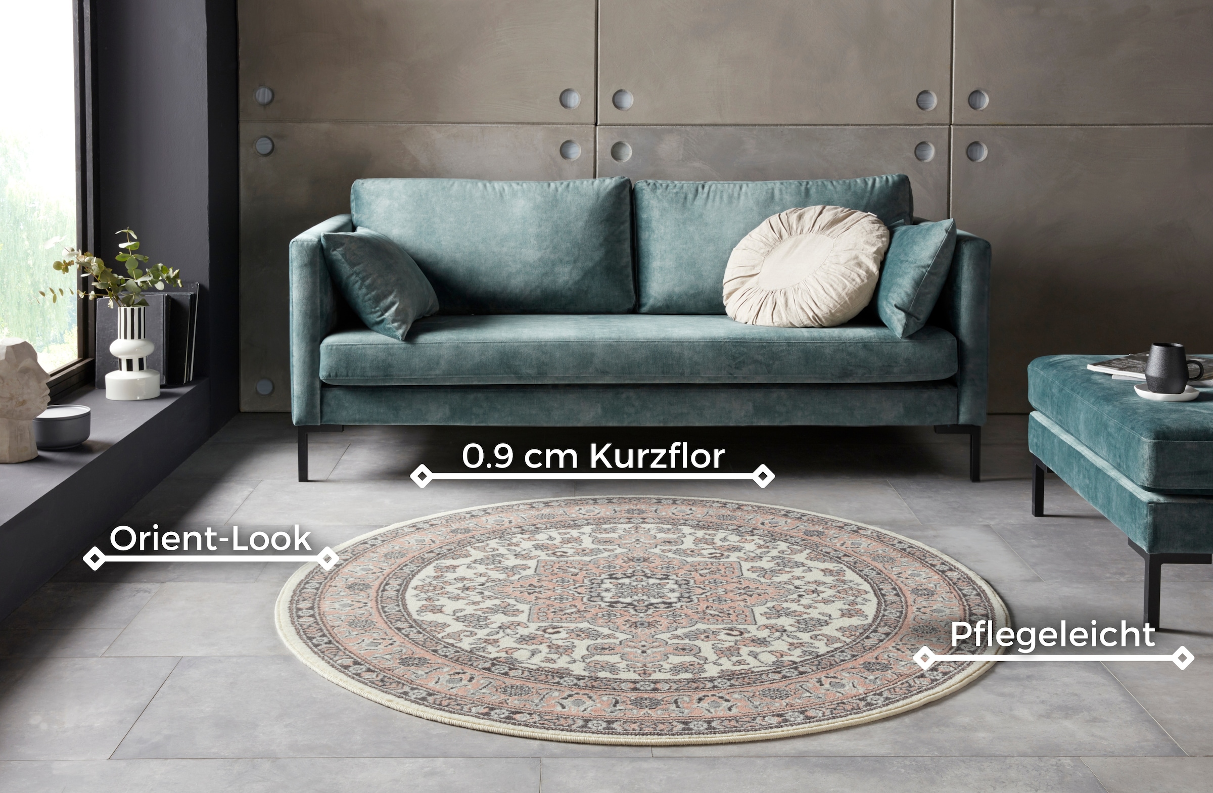HANSE Home Teppich »Parun Täbriz«, rund, 9 mm Höhe, Kurzflor, Orient, Teppich, Vintage, Esszimmer, Wohnzimmer, Flur