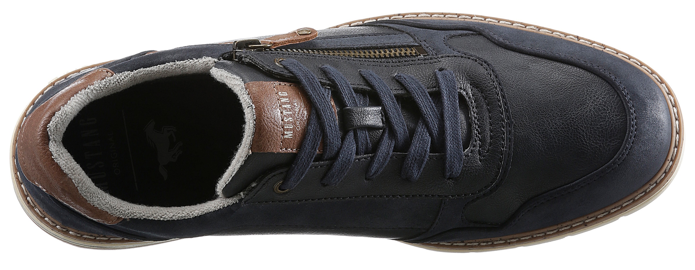Mustang Shoes Schnürschuh, mit Reissverschluss, Freizeitschuh, Halbschuh, Schnürschuh