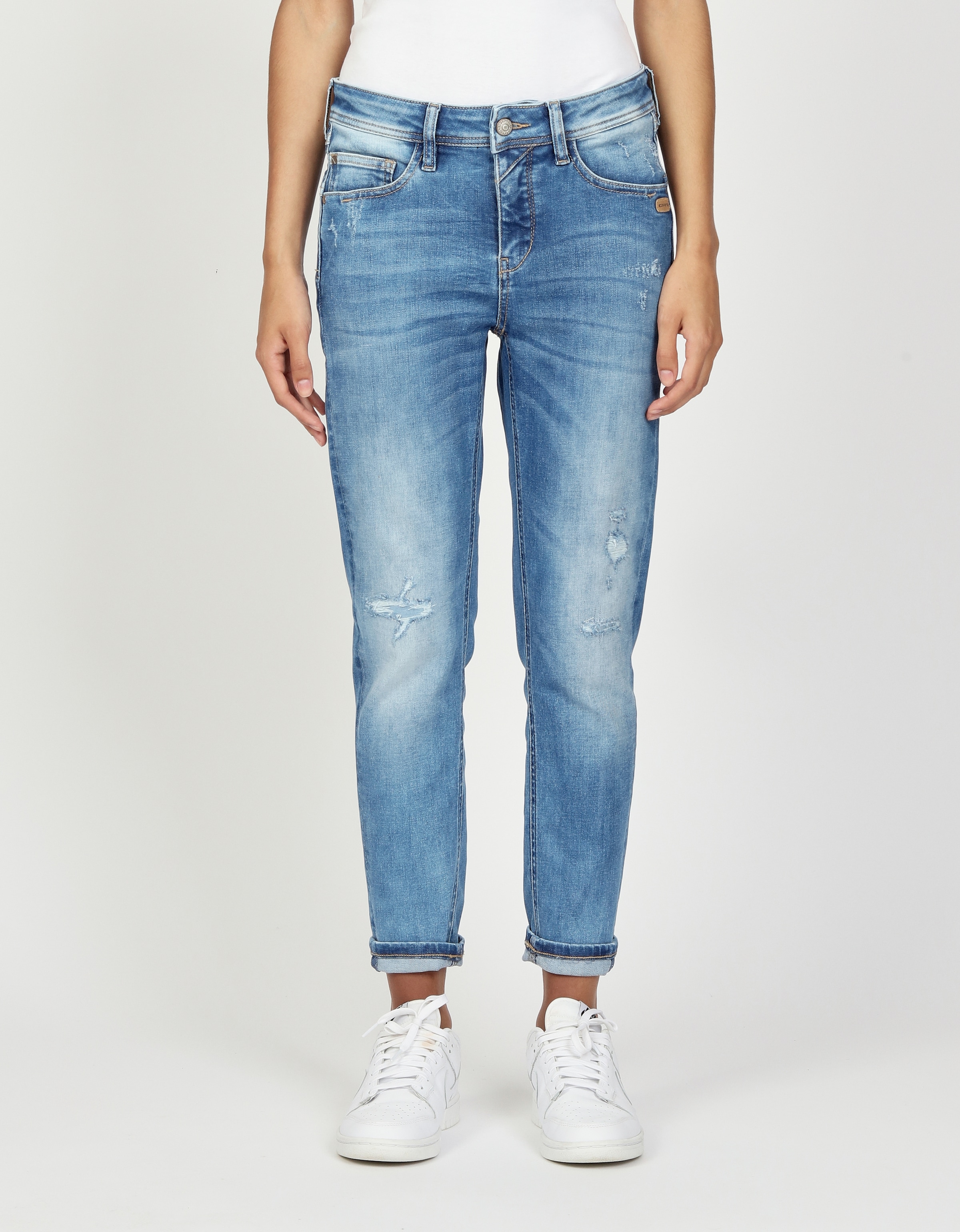 Image of GANG Relax-fit-Jeans "94AMELIE CROPPED" aus robustem Gabardine Stretch