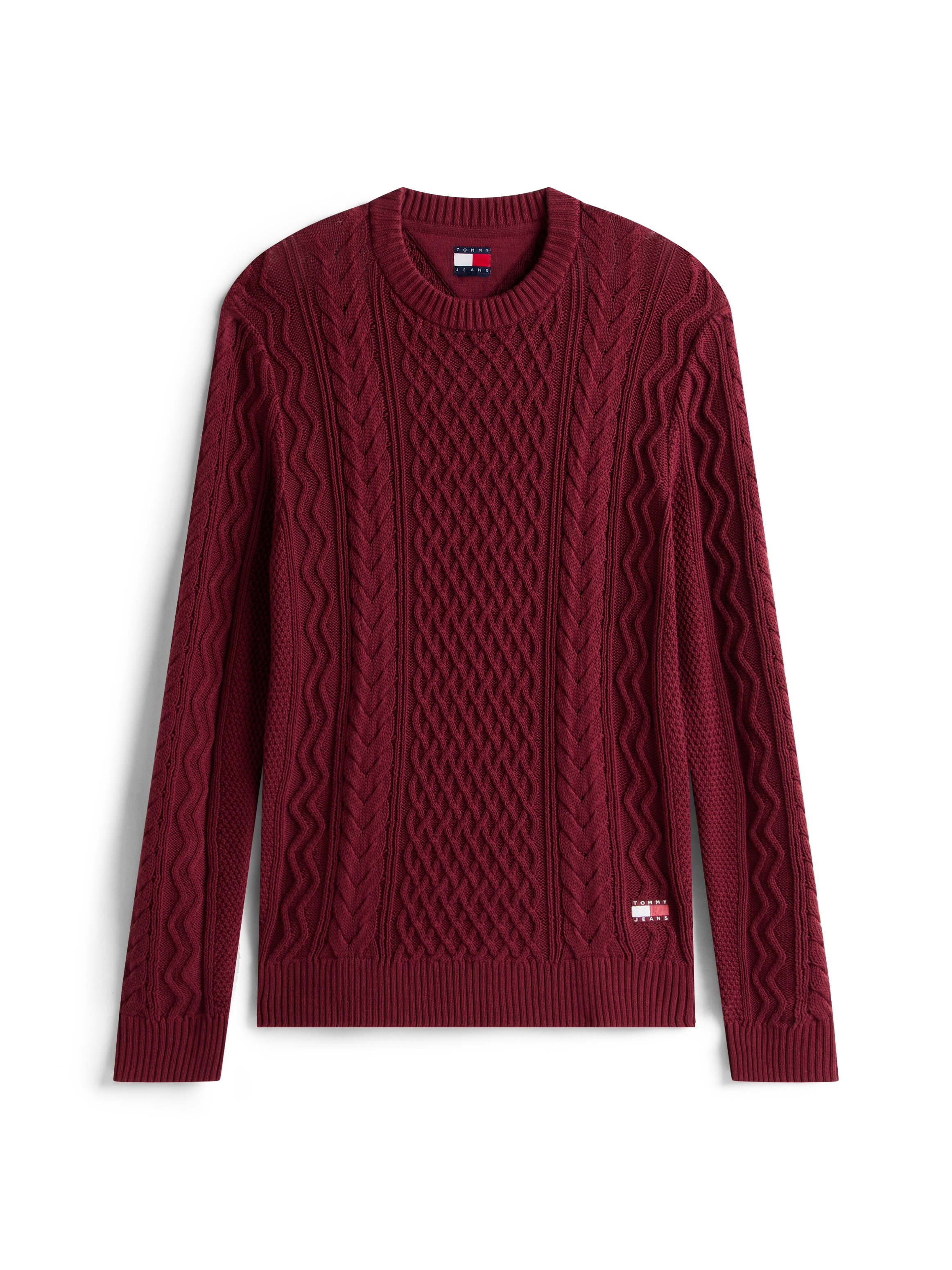 Tommy Jeans Strickpullover »BADGE CABLE« Slim Fit, Rundhals