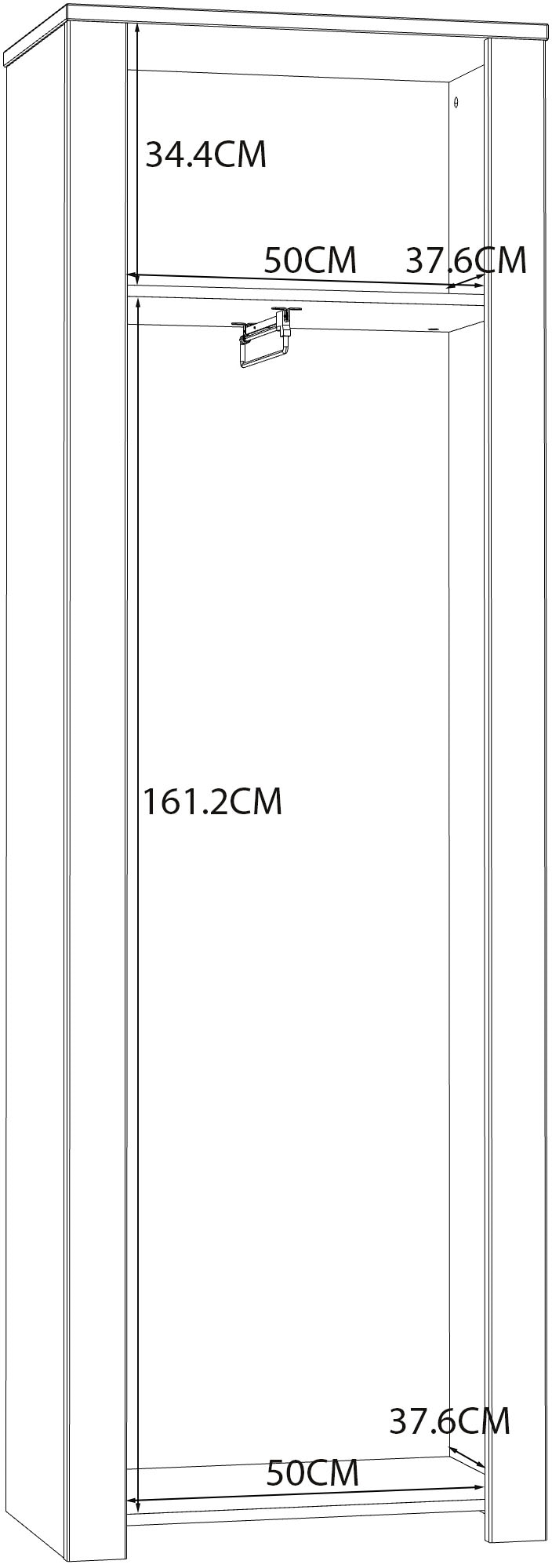 FORTE Armoire vestiaire »Garderobenschrank, Höhe 205,4cm, Soft Close, ausziehbare Kleiderstange« L/H/P 66,7/205,4/42 cm