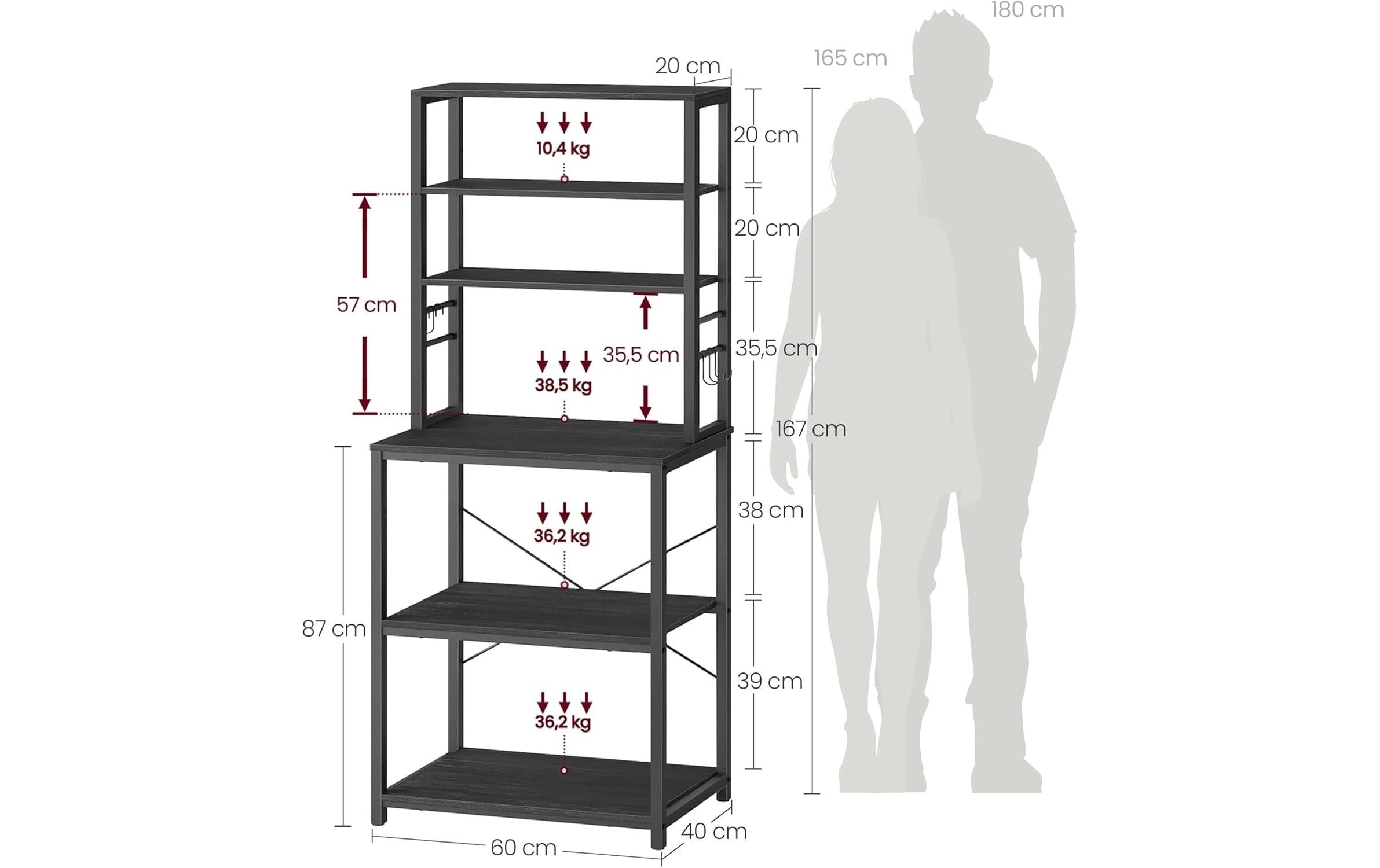 VASAGLE Küchenregal »mit 6 Haken«