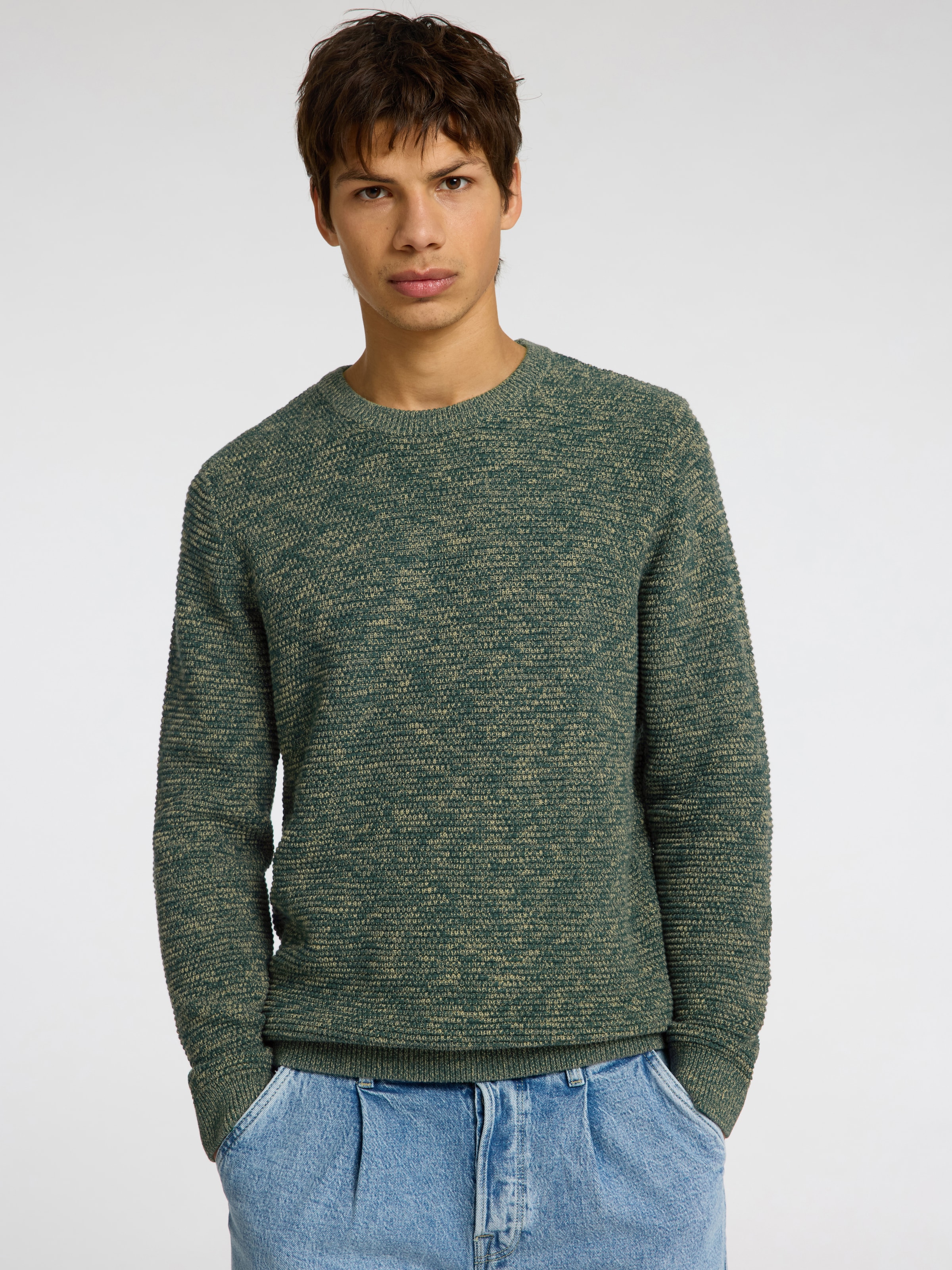 SELECTED HOMME Rundhalspullover »SLHVINCE LS KNIT BUBBLE CREW NECK NOOS«